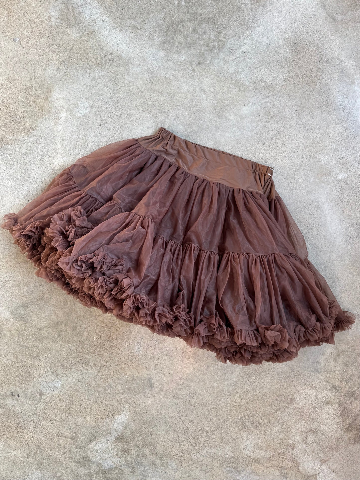 Vintage 1960s Sam’s Brown Western Square Dance Ruffled Petticoat | Large