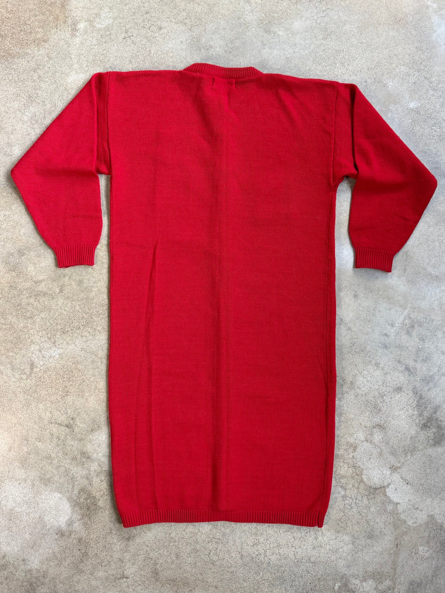 Vintage 1980s Clover Trading Co. Red Button-Front Sweater Dress | Medium