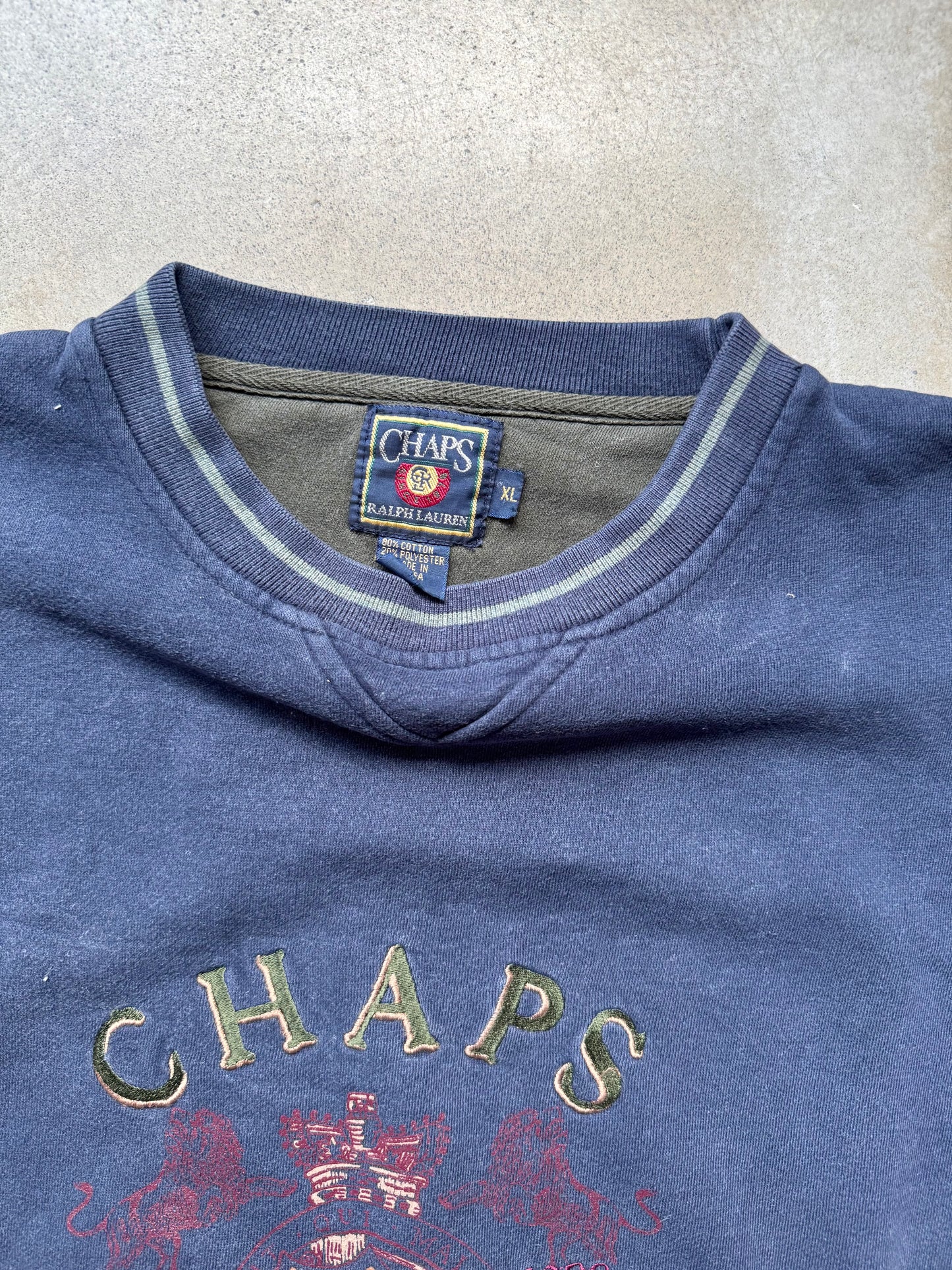 Vintage 1990s Chaps Ralph Lauren Embroidered Crewneck Sweatshirt | XL