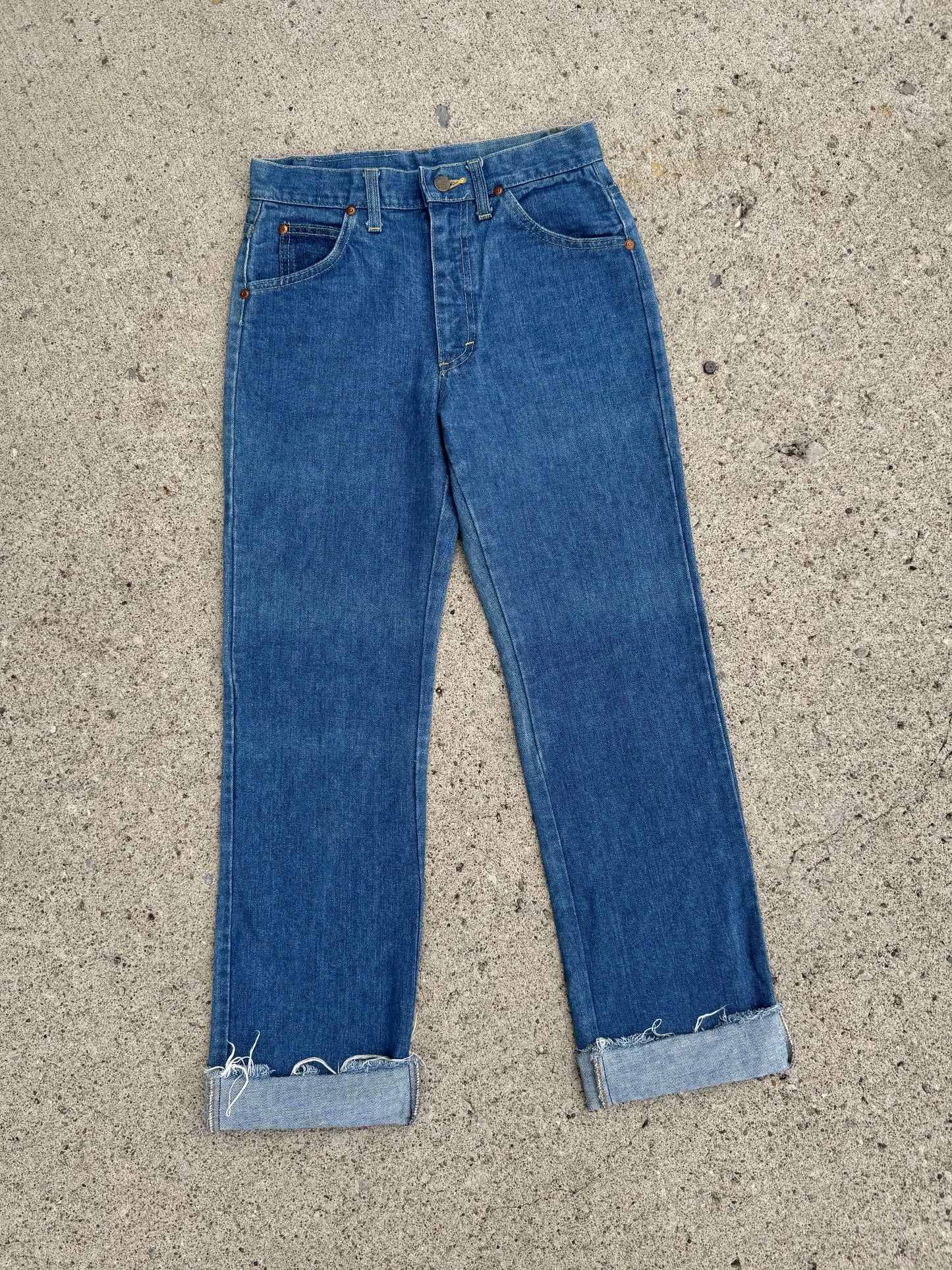 Vintage 1980s Lee Raw Hem Cuffed Jeans | Waist 28”