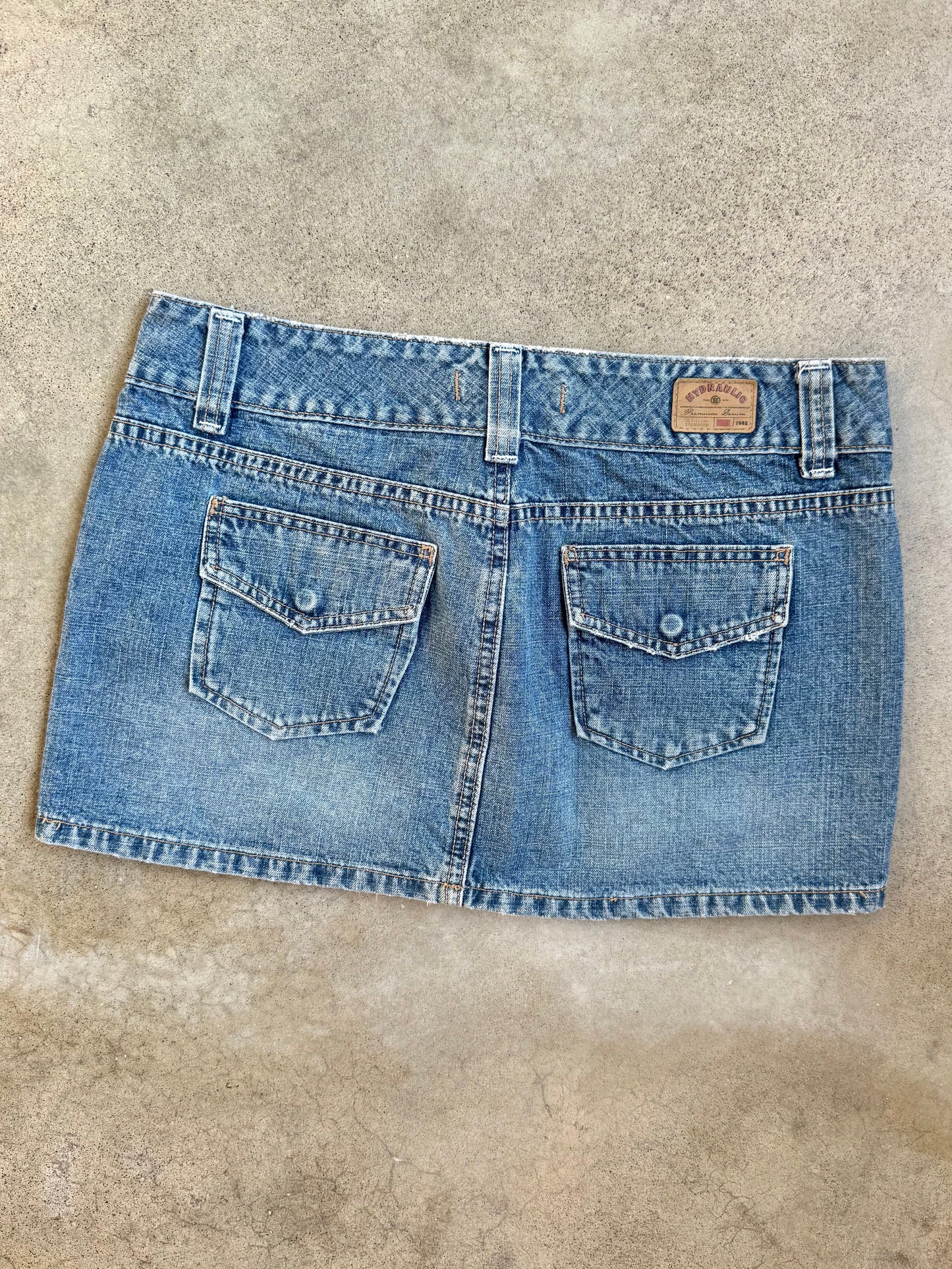 Vintage Y2K Hydraulic Low Rise Denim Mini Skirt | Medium
