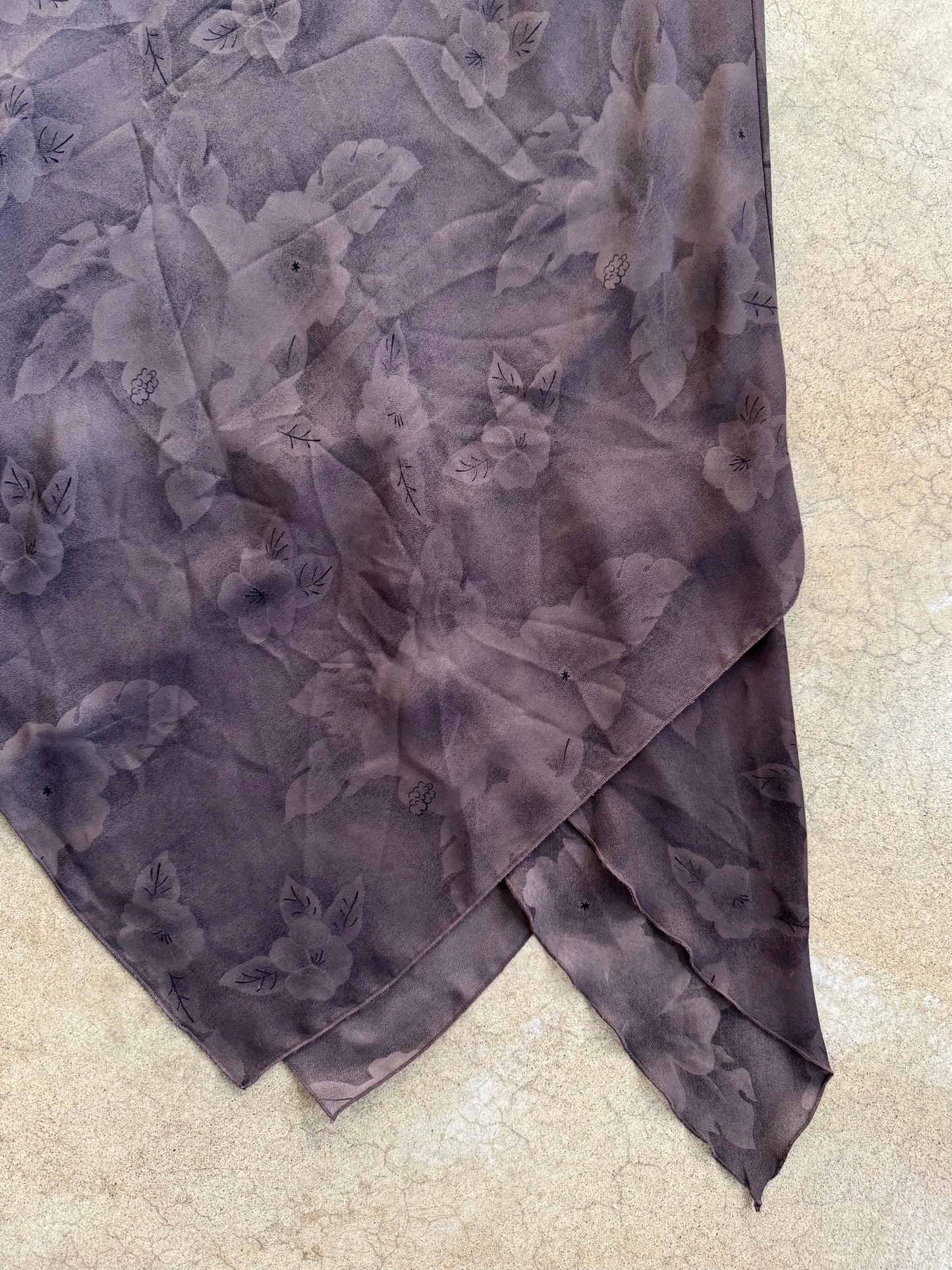 Vintage 1990s CDC Deep Purple Floral Chiffon High-Neck Maxi Dress | Medium
