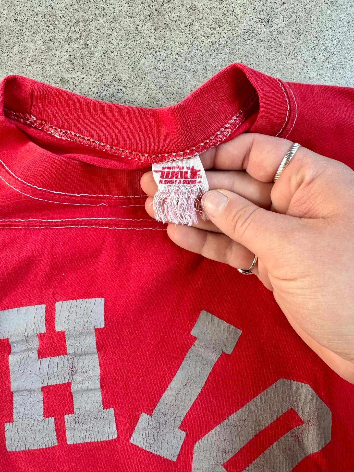 Vintage 1970s H. Wolf & Sons Red Ohio State Athletic Tee | S/M