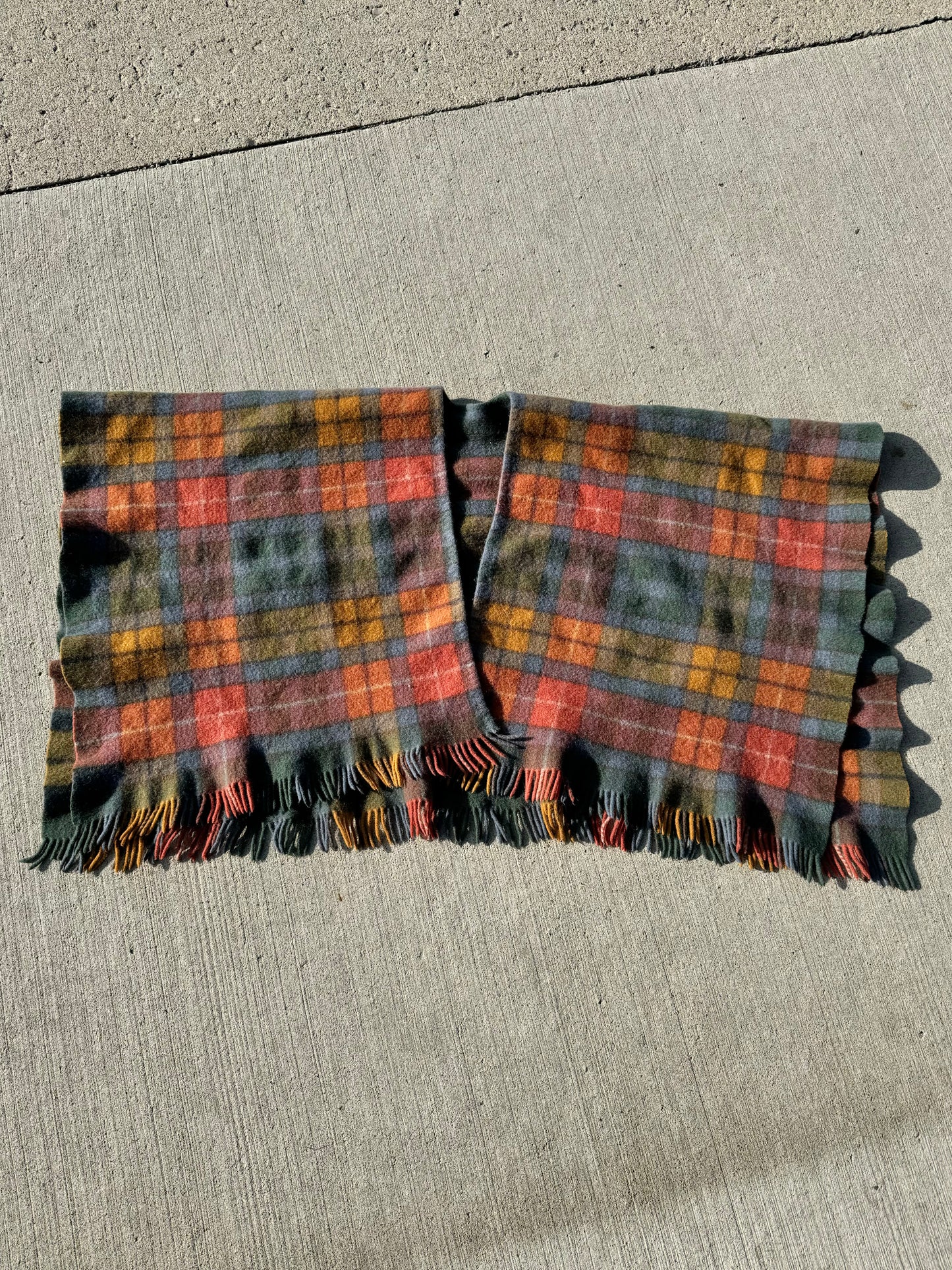 Vintage The Scotch House Plaid Wool Blanket Poncho