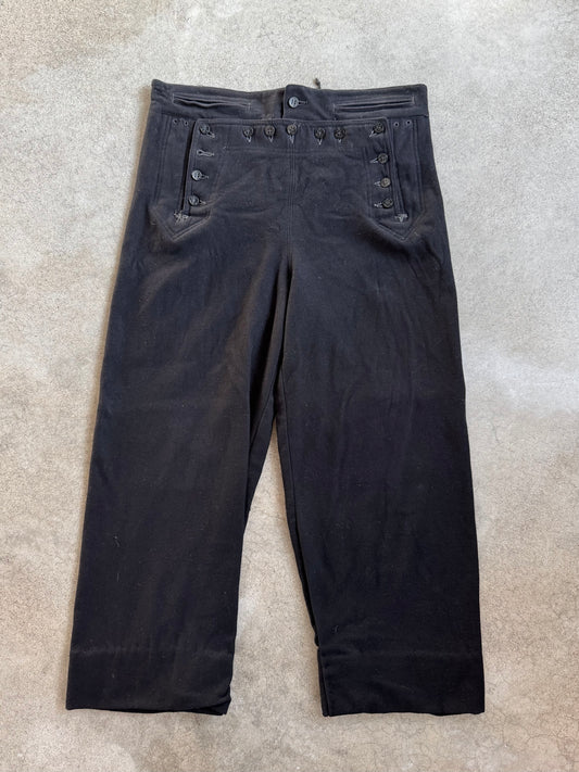 Vintage 1950s Military Issue Coast Guard Black Wool Sailor Pants | Large