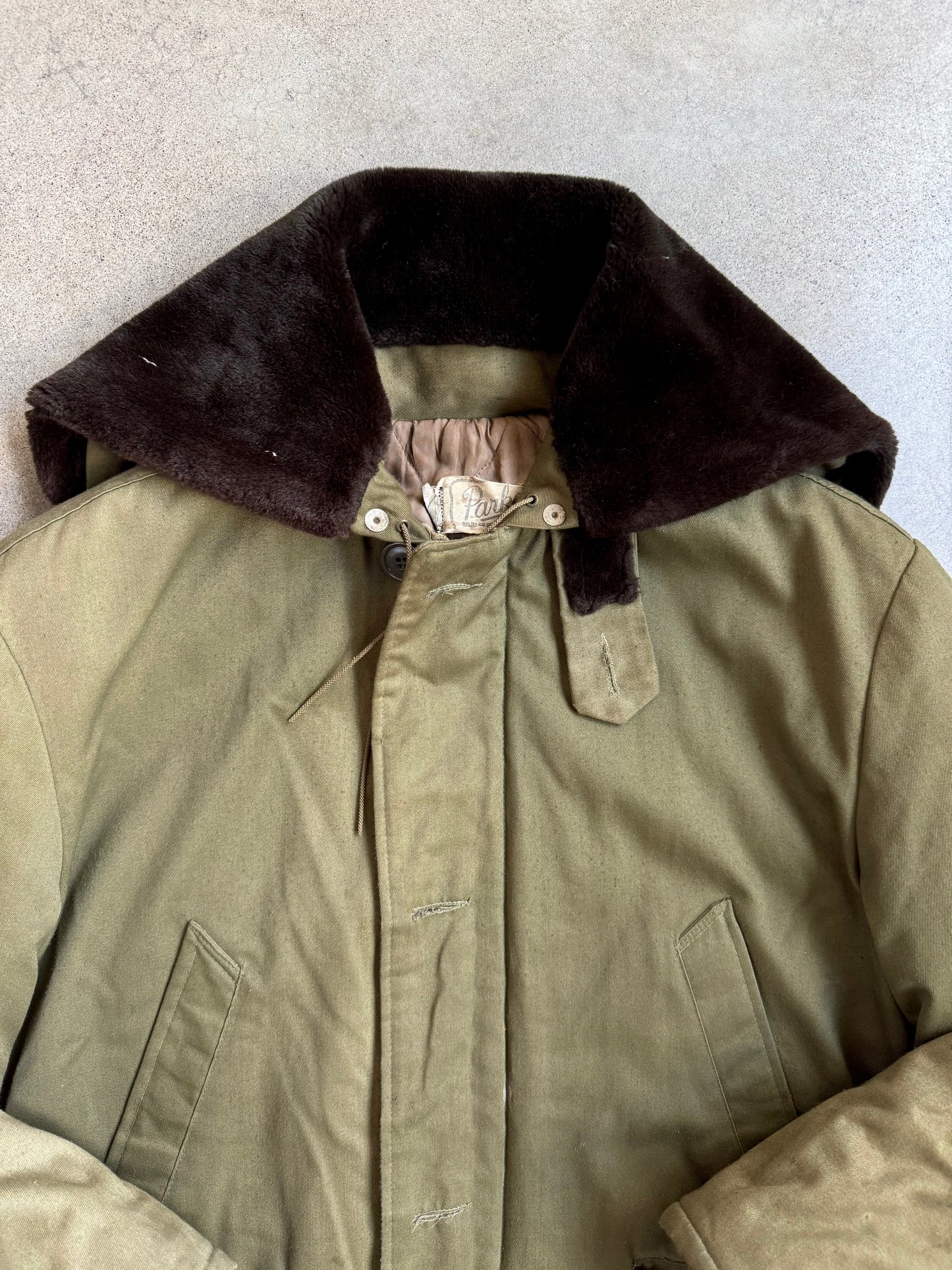 Vintage 1940s/50s Distressed Military Parka Jacket | Large