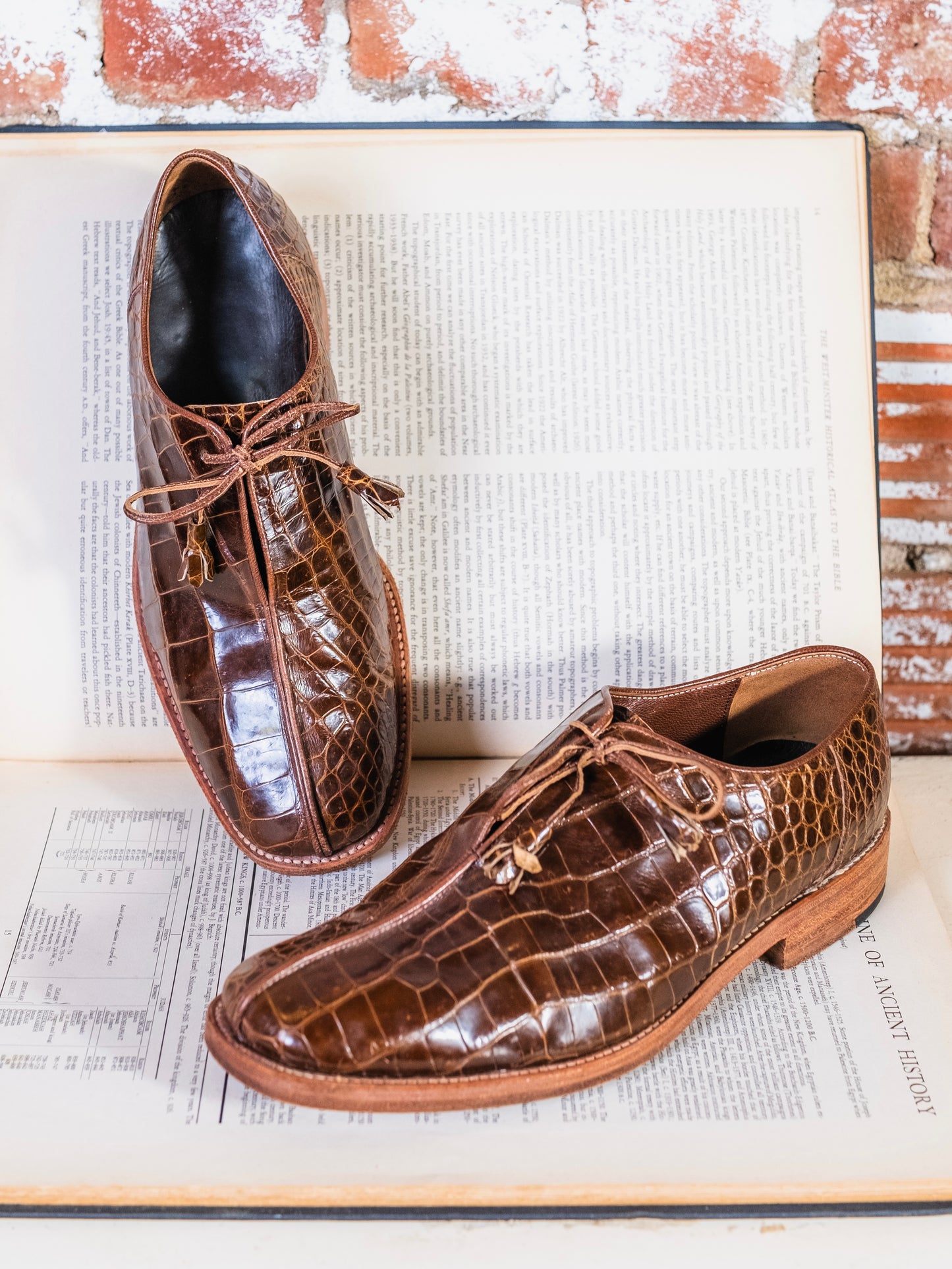 Vintage Brown Croc Leather Derby Dress Shoes