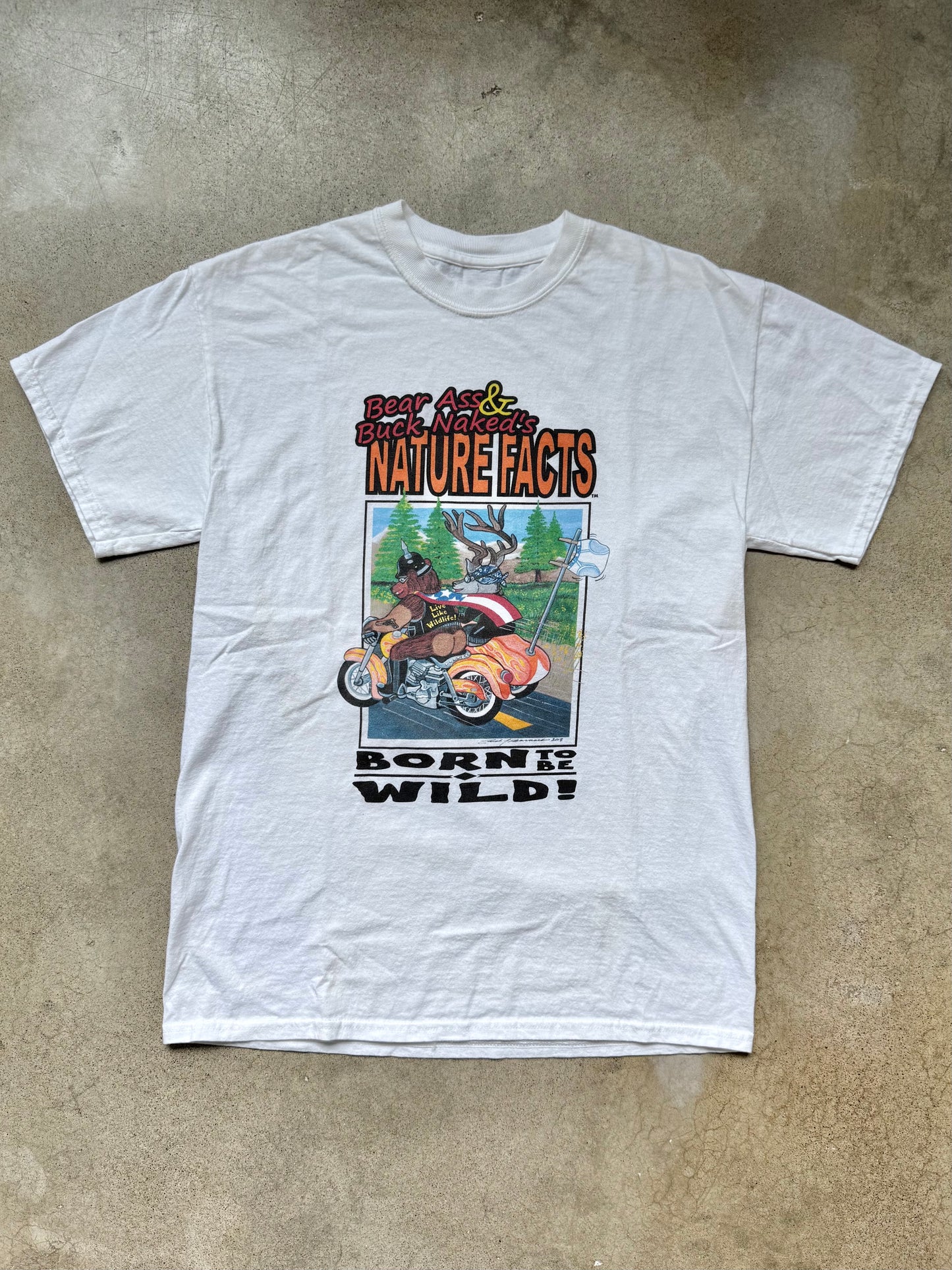 Bear Ass & Buck Naked’s Nature Facts “Born to be Wild” Graphic Tee | M/L