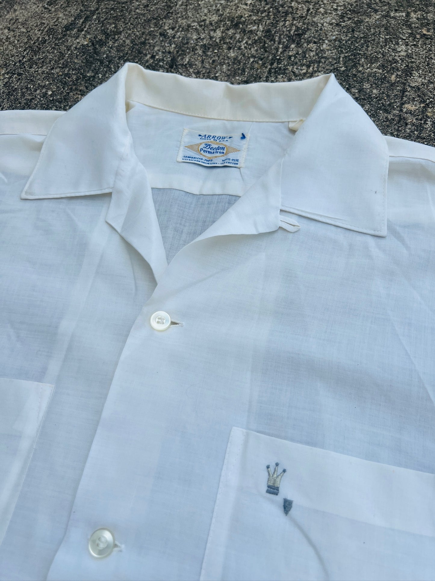 Vintage 1960s Arrow White Perma-Iron Button Up Shirt