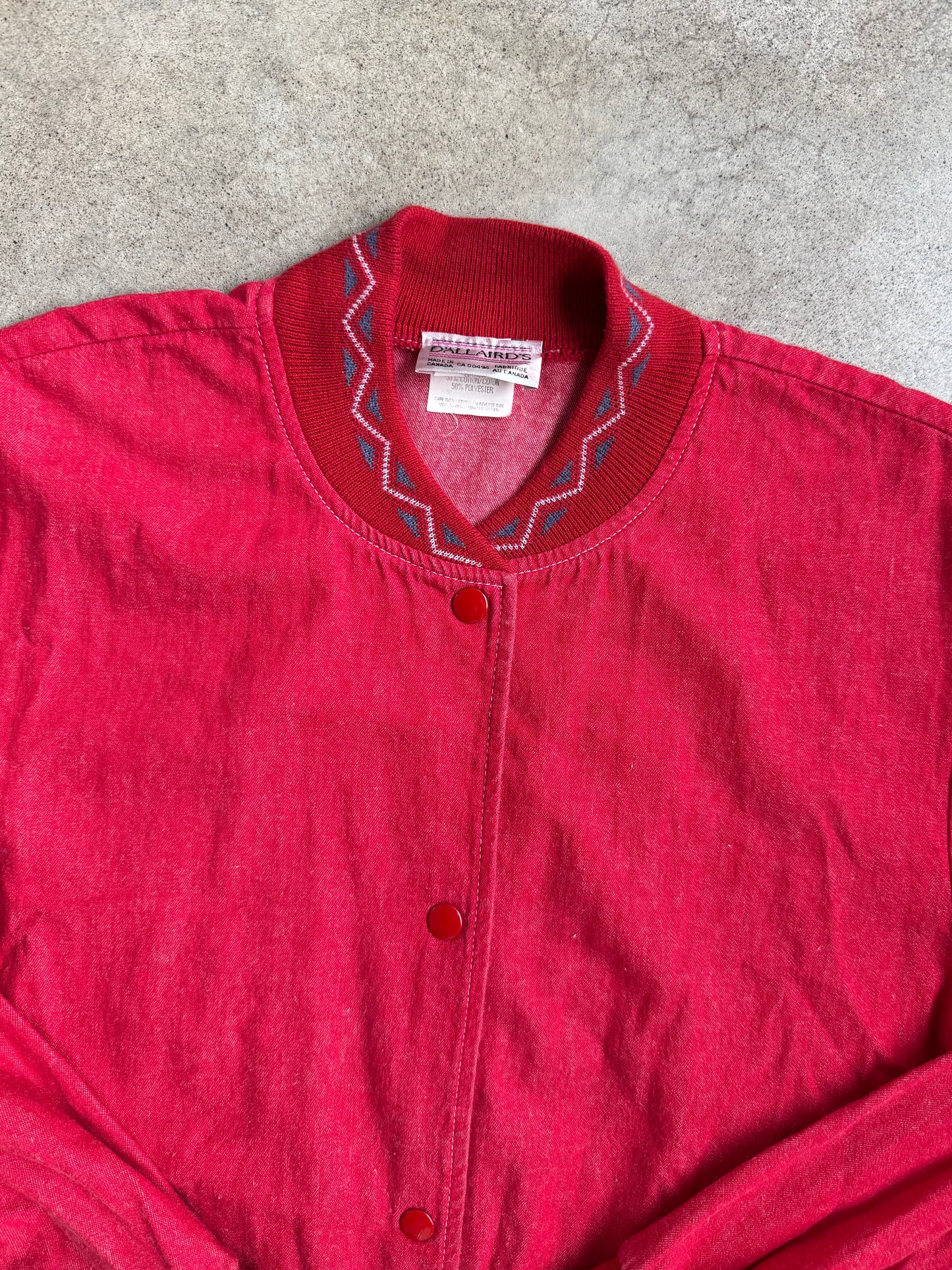 Vintage 1980s D’Allaird’s Red Southwest Trim Lightweight Cotton Jacket | Medium