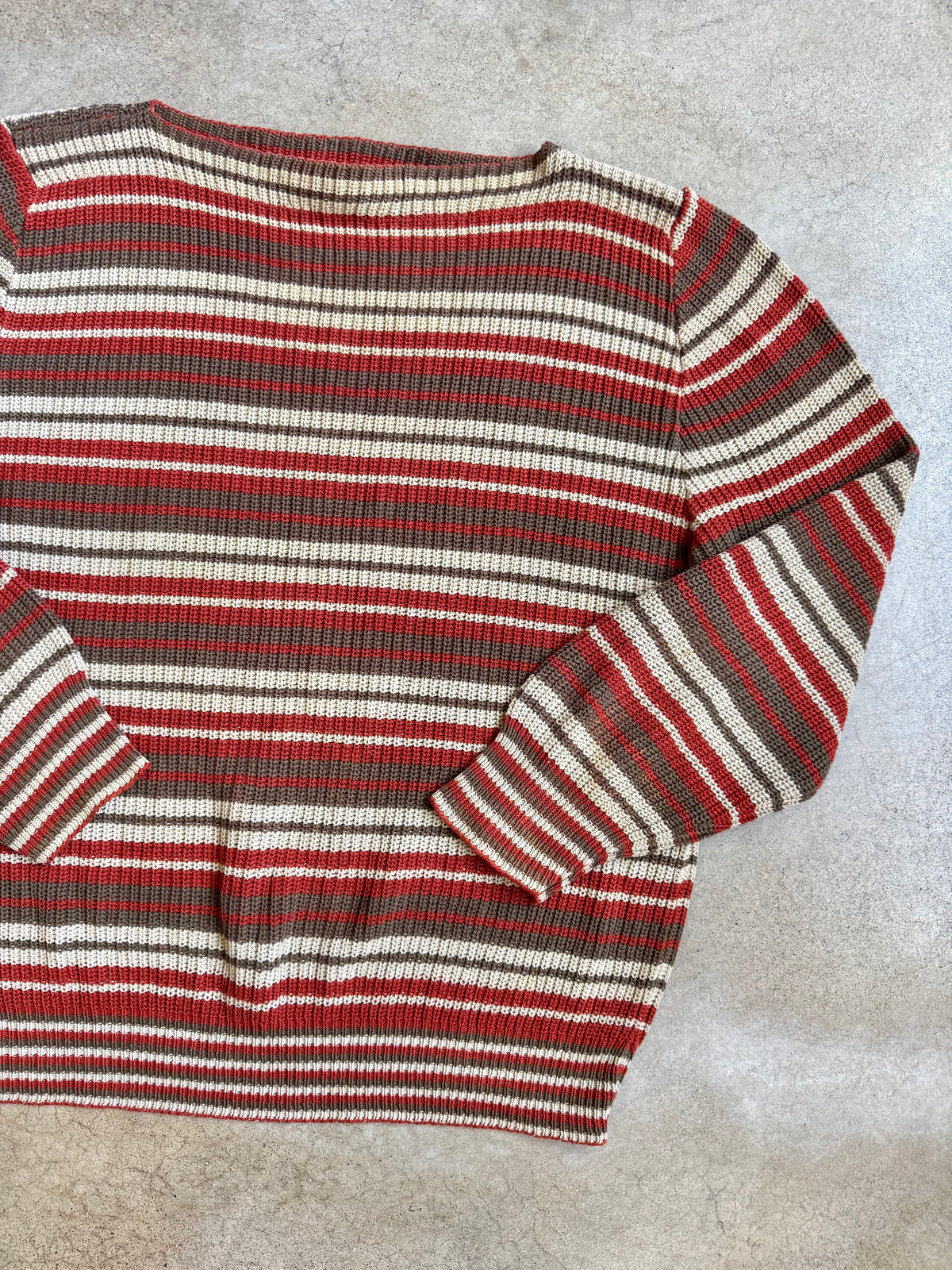 Vintage 1980s Diane Von Furstenberg Striped Knit Boat Neck Sweater | L/XL