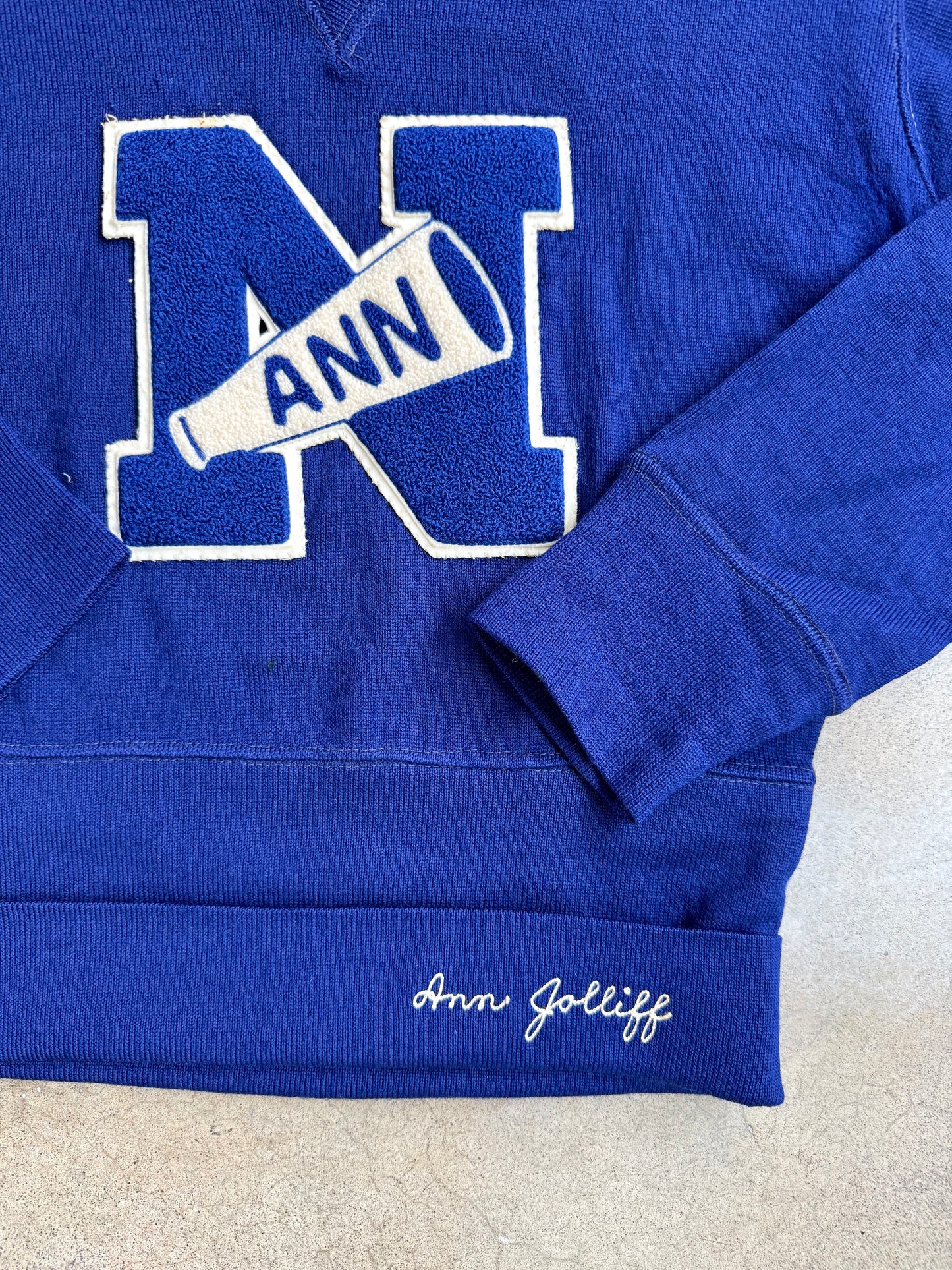 Vintage 1950s School Sweater Blue Wool "Ann" Varsity Cheer Sweater | Medium