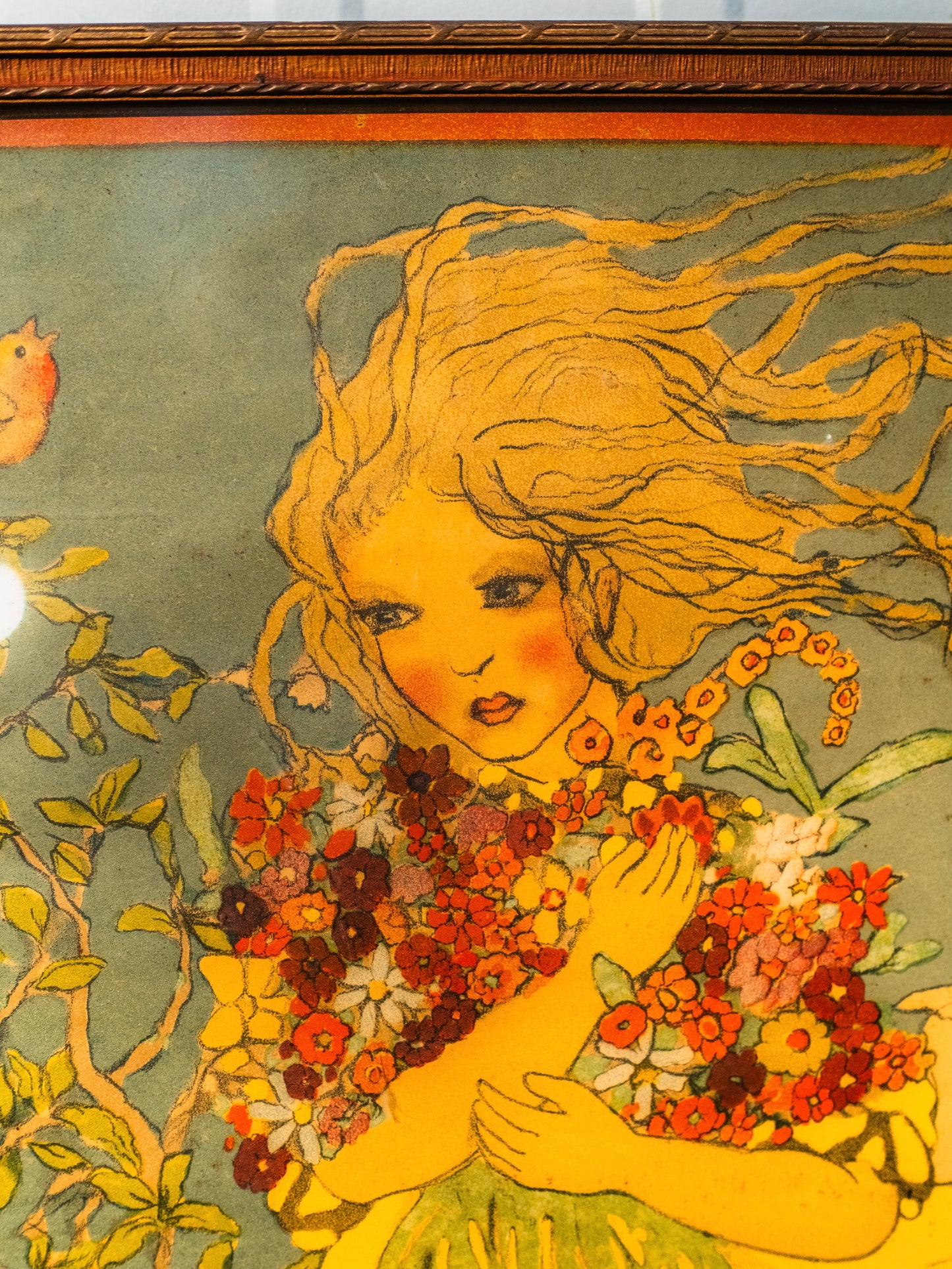 1920s Framed Franz Cizek "Herta Zuckermann" Lithograph Artwork