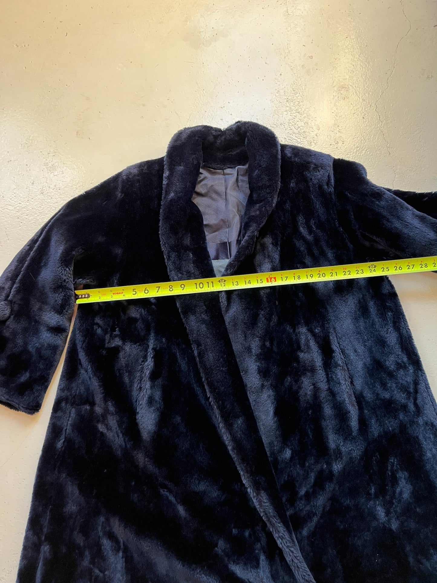 Vintage Borgana Navy Blue Faux Fur Coat | L/XL