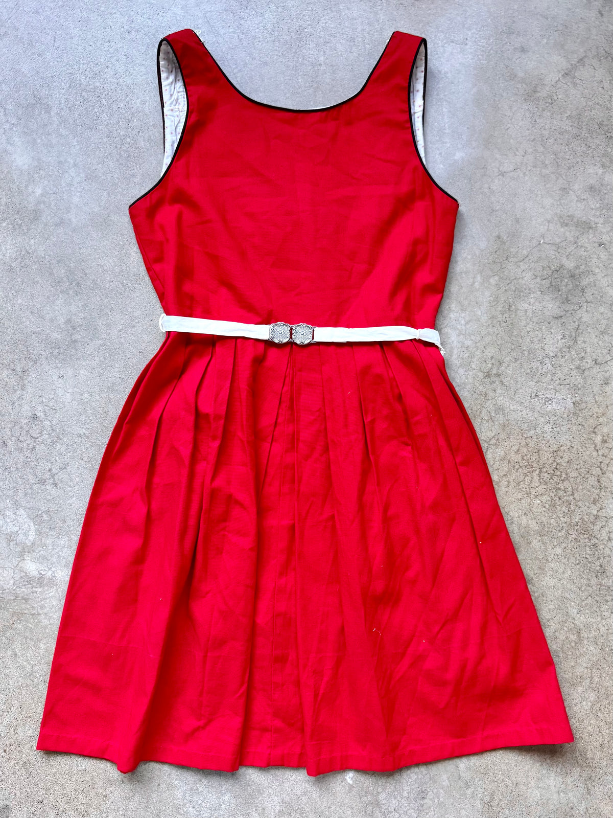 Vintage 1970s Red Traditional Alpine Folk Dirndl Dress | Medium