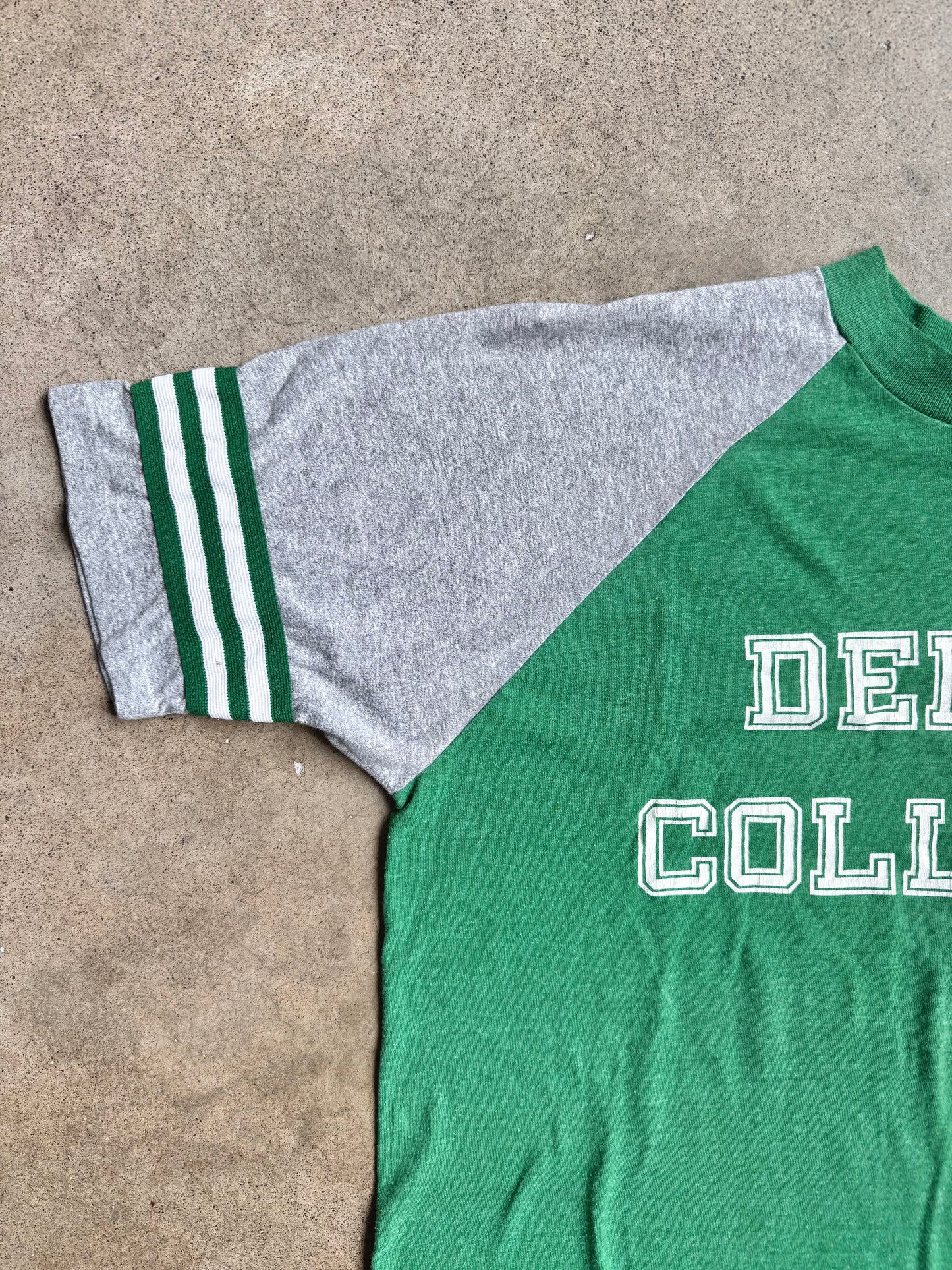 Vintage 1980s Green Delta College Raglan Tee | XL