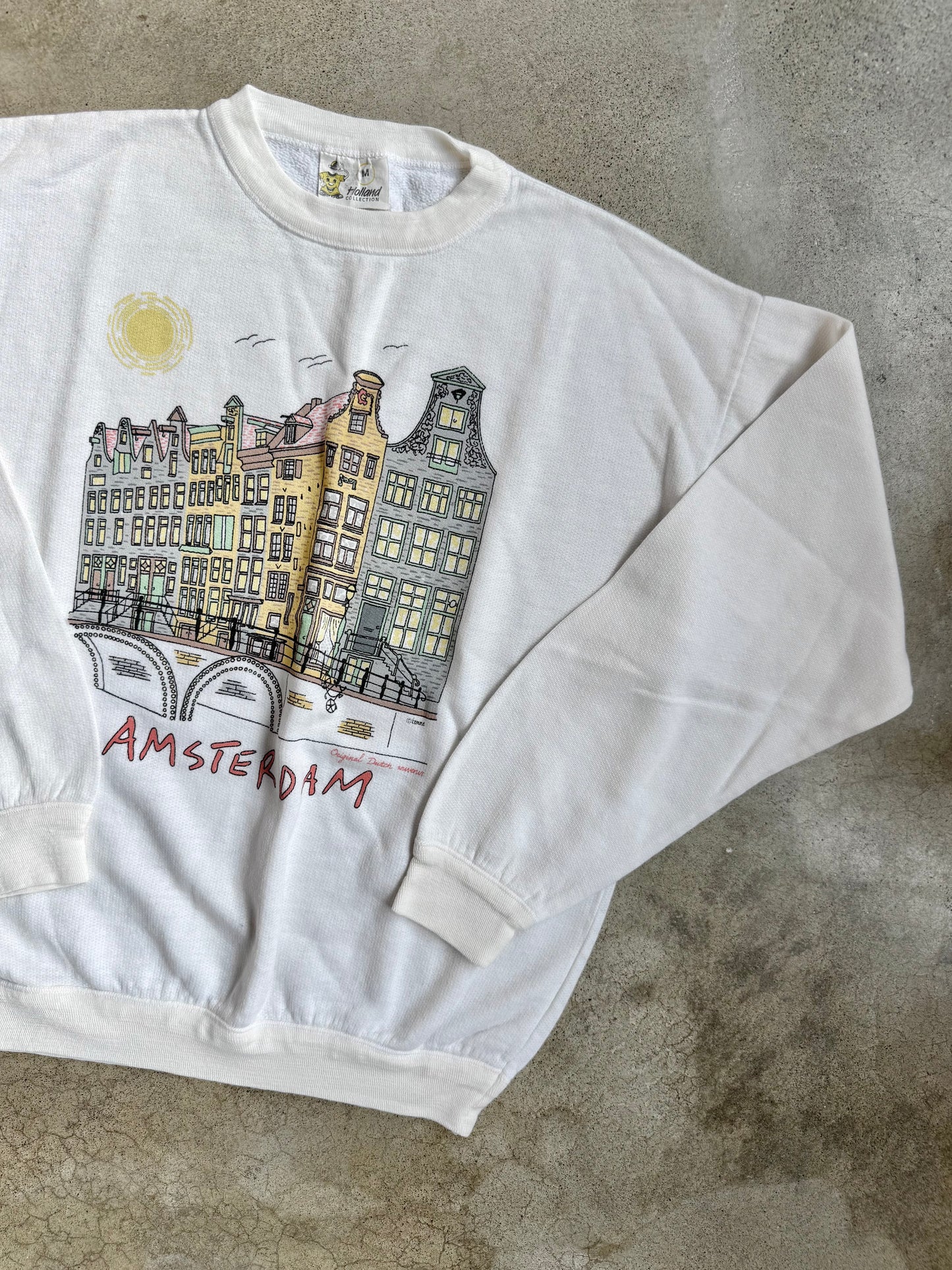 Vintage 1990s Holland Collection Amsterdam Graphic Crewneck Sweatshirt | Medium