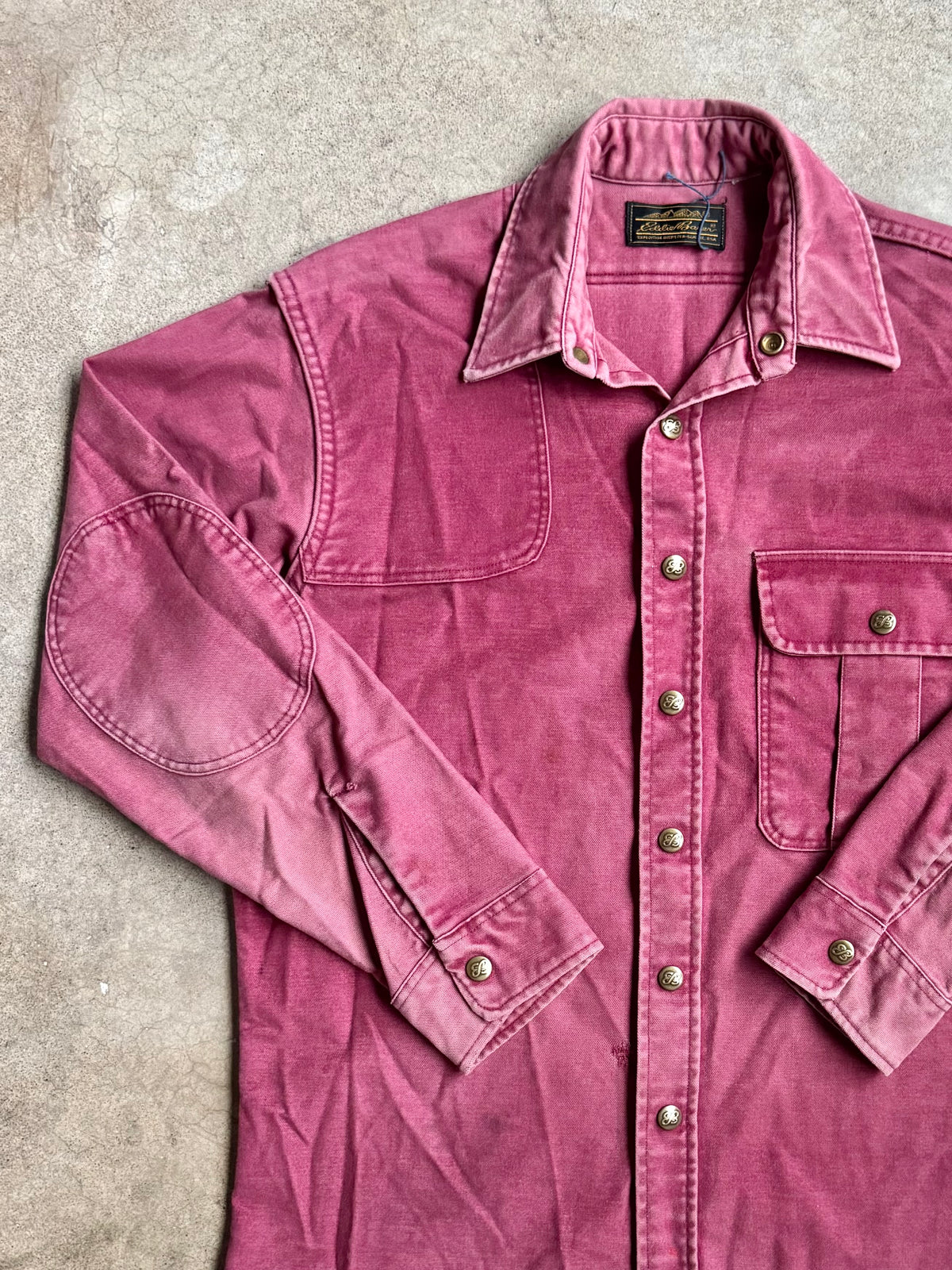 Vintage 1980s Eddie Bauer Faded Burgundy Cotton Work Shirt | M/L
