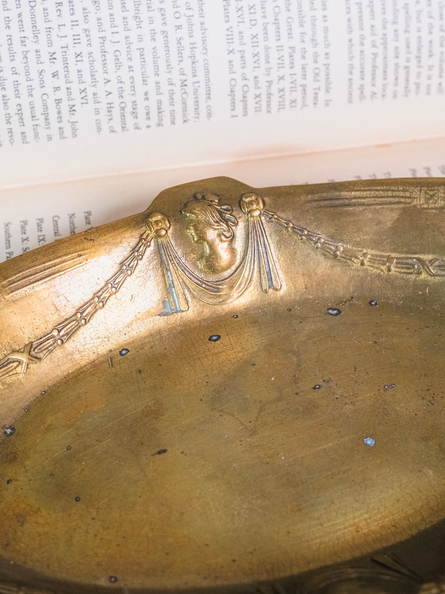 Antique Art Nouveau Solid Brass Dish Tray