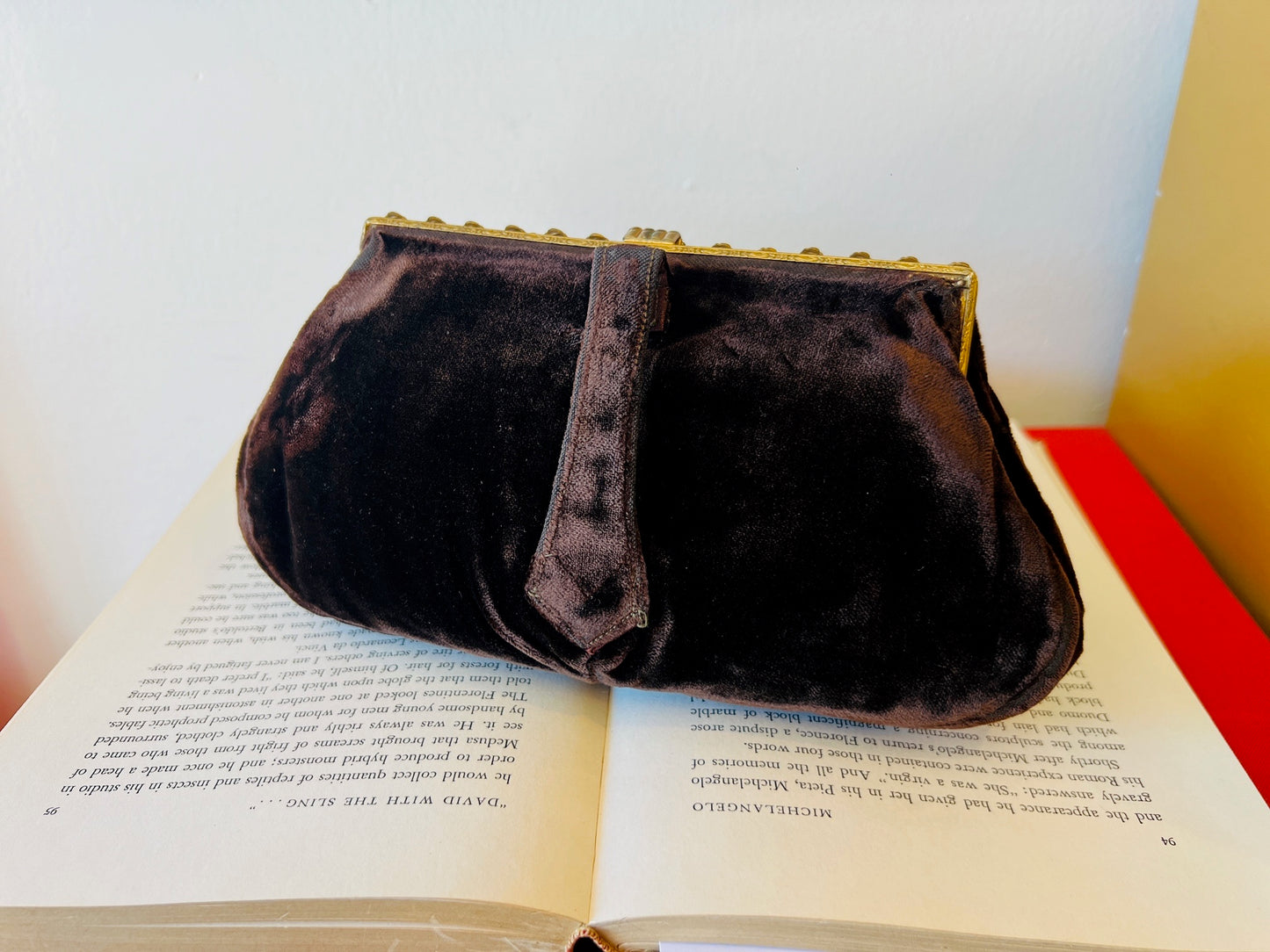 Vintage 1920s NRA Code Authority Brown Velvet Clutch