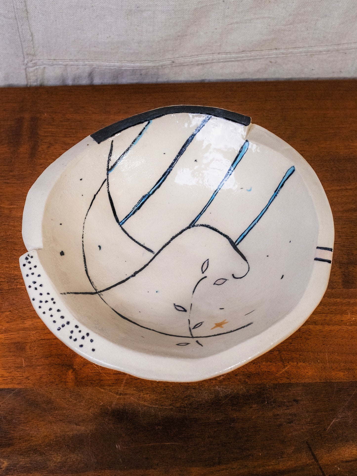 Vintage Bede Clarke Studio Pottery Abstract Ceramic Bowl