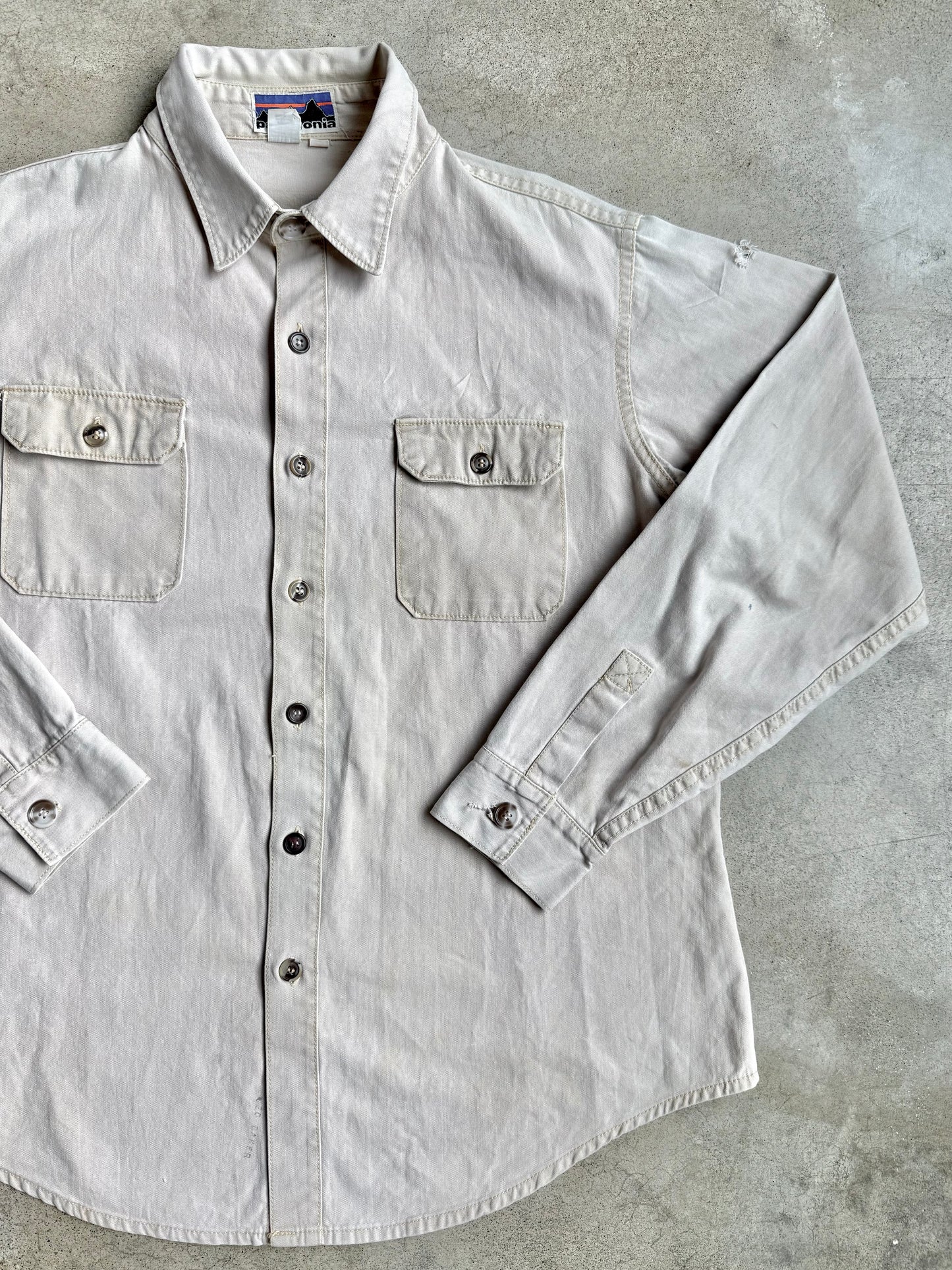 Vintage 1980s Patagonia Beige Canvas Utility Shirt | XL