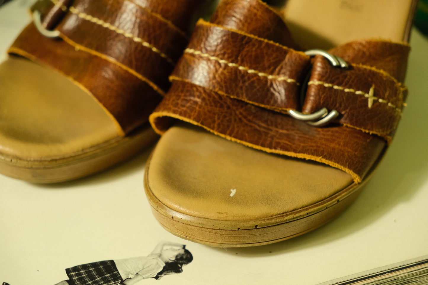 Vintage 1990s Fioni Brown Leather Heeled Sandals