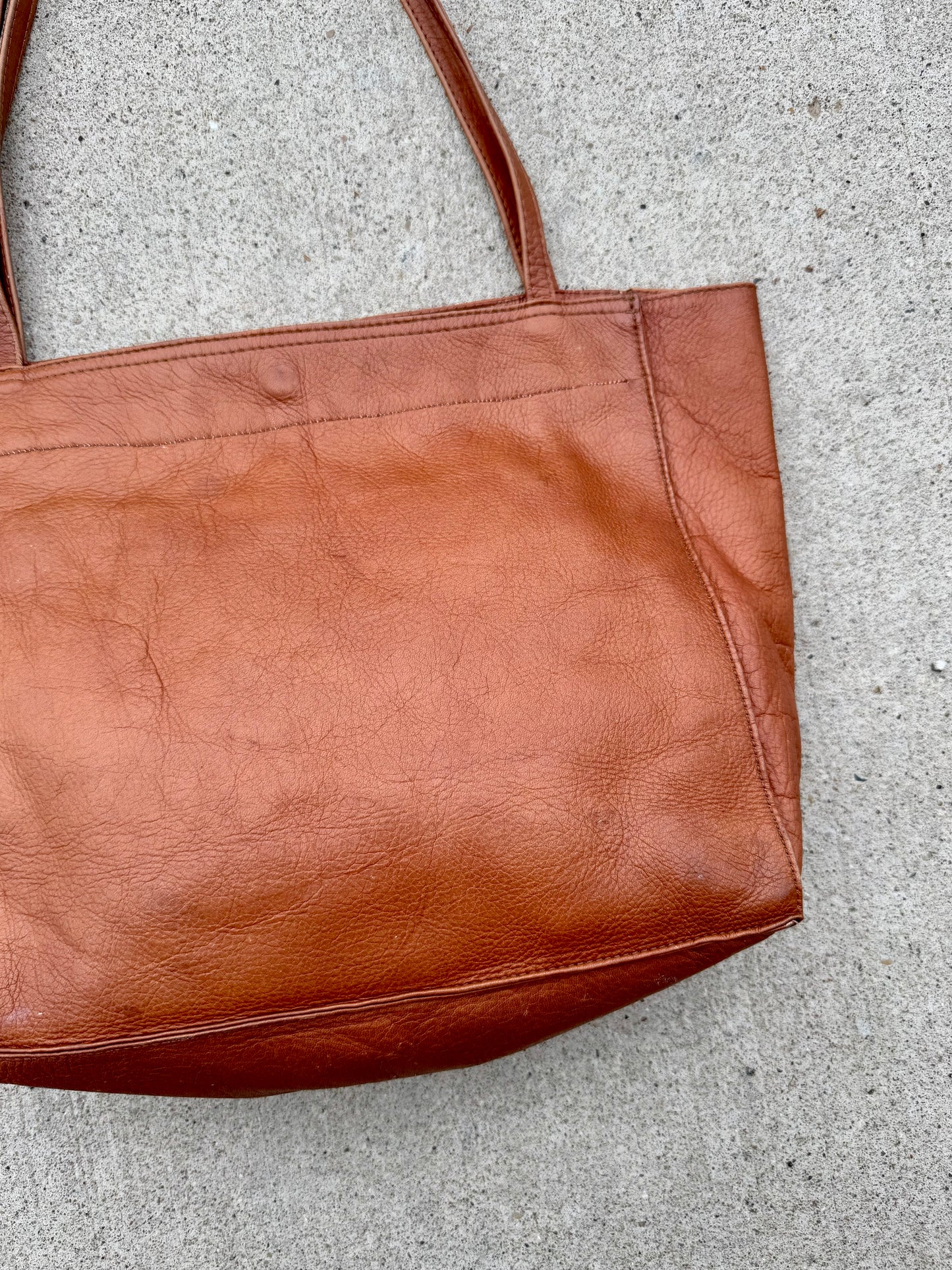 Vintage 1970s/80s Brown Leather Market Bag