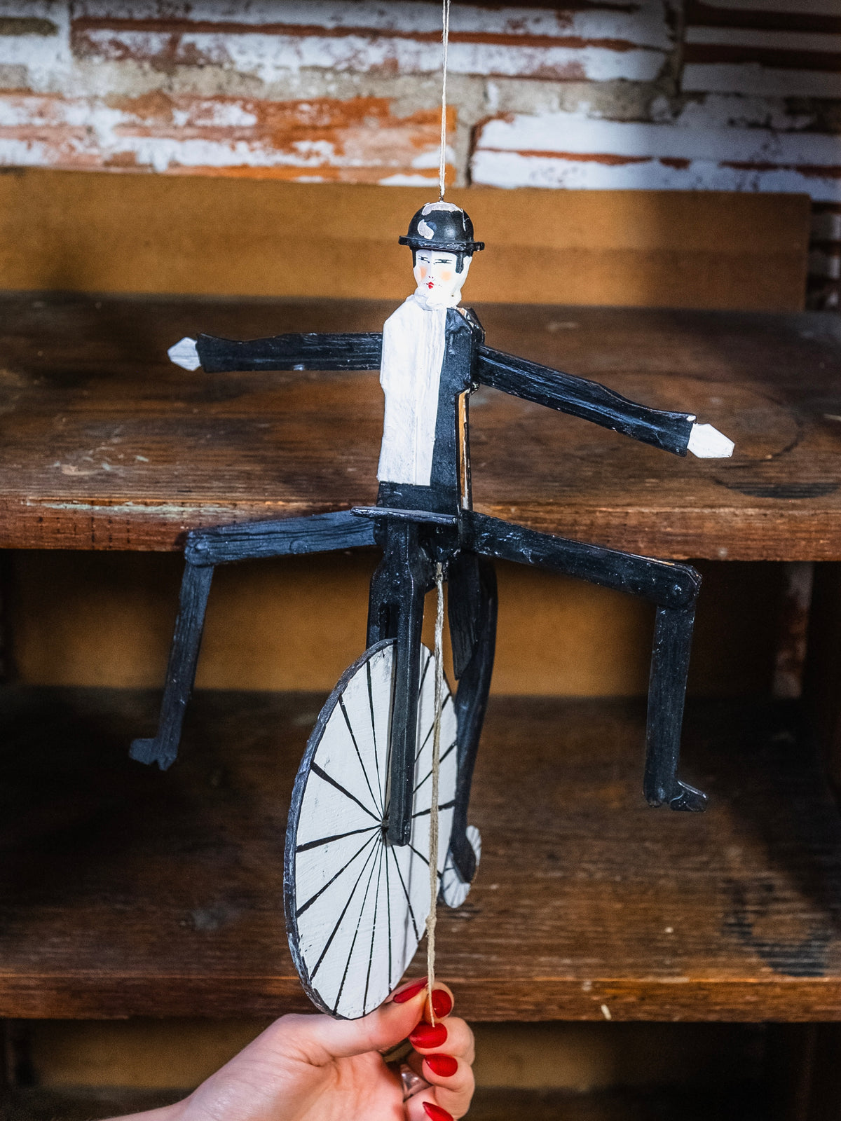 Hampelmann Style Folk Art Handmade Jumping Jack Toy | High Wheeler
