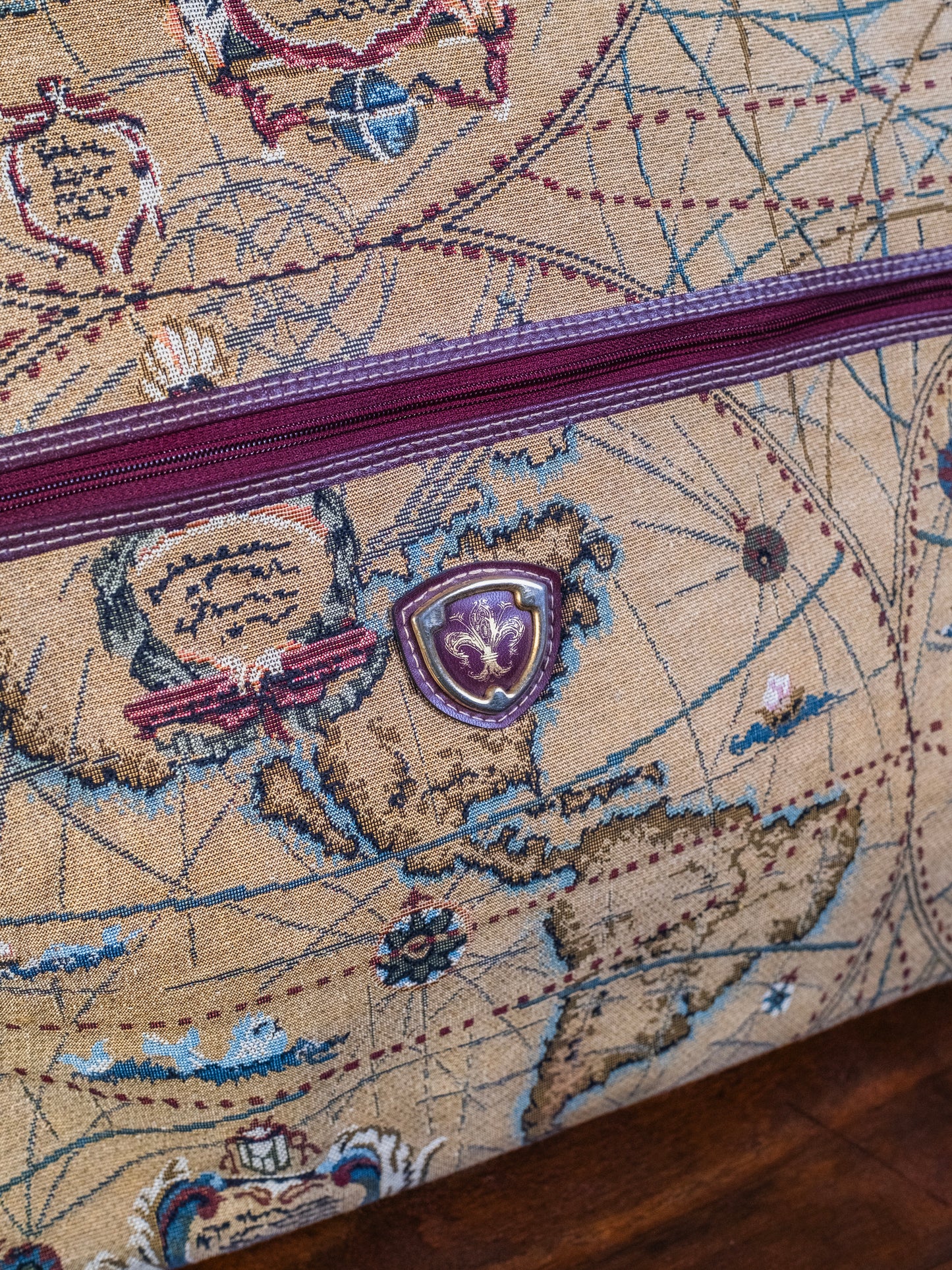 Vintage 1980s Capezio Map Tapestry Luggage Bag