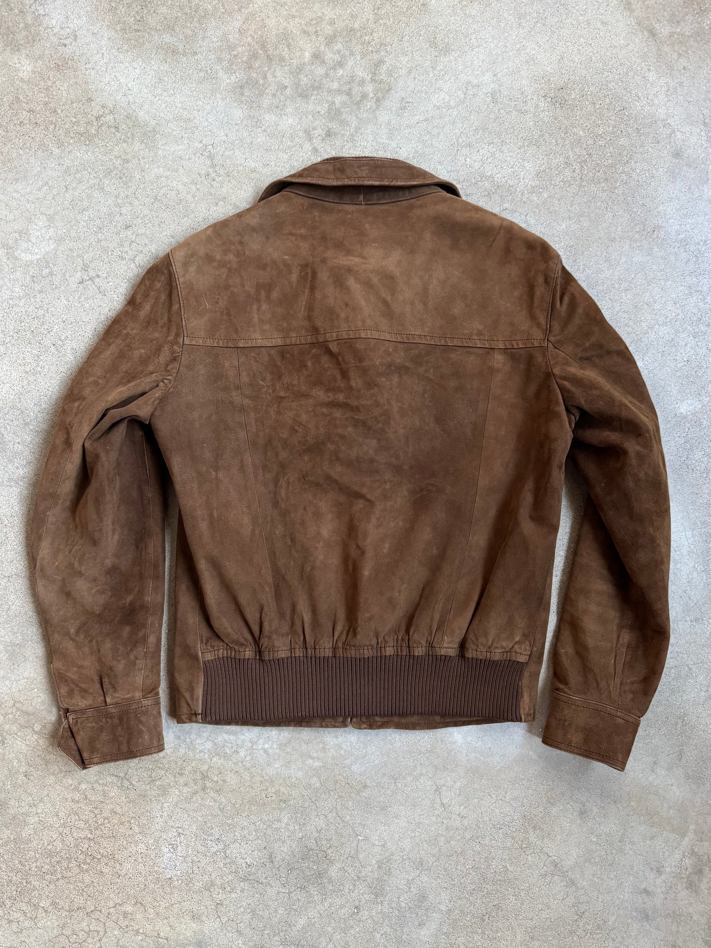 Vintage 1980s Cortefiel Brown Suede Zip-Up Jacket | 38