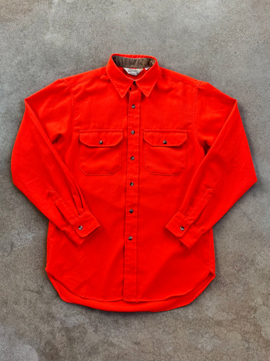 Vintage 1980s Cabela's Orange Button-Up Hunting Shirt | Medium
