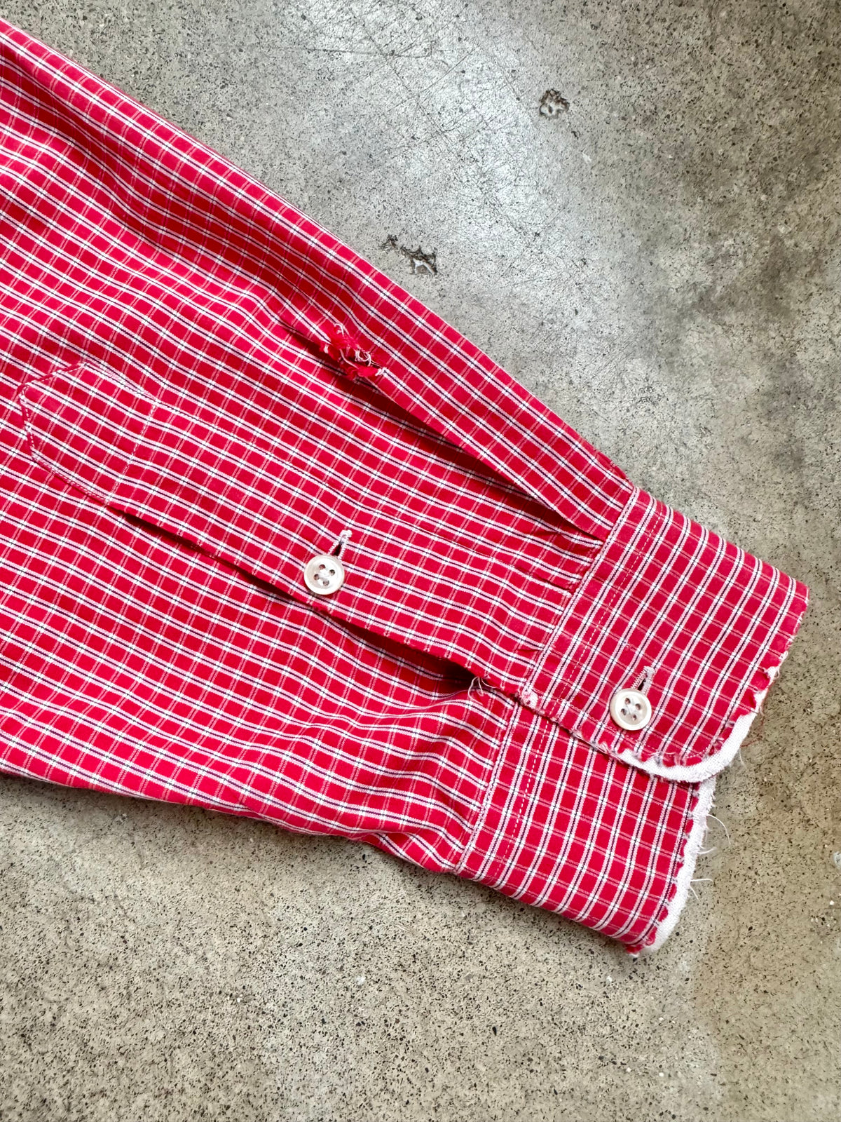 Vintage 1990s Ralph Lauren “Blake” Red Plaid Distressed Button-Down Shirt | Large