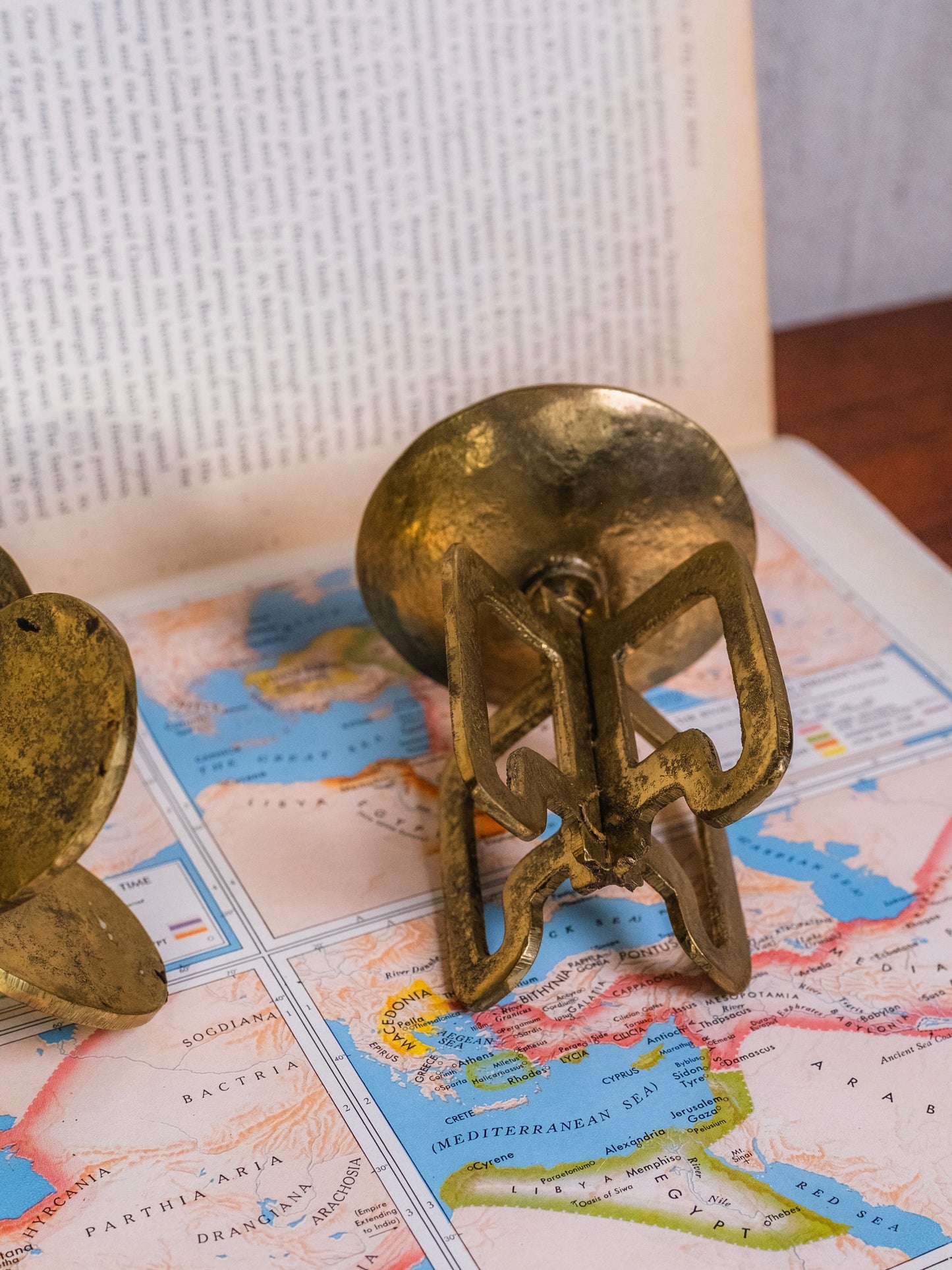 Vintage Brutalist Solid Brass Roman Candleholders | Set of 2