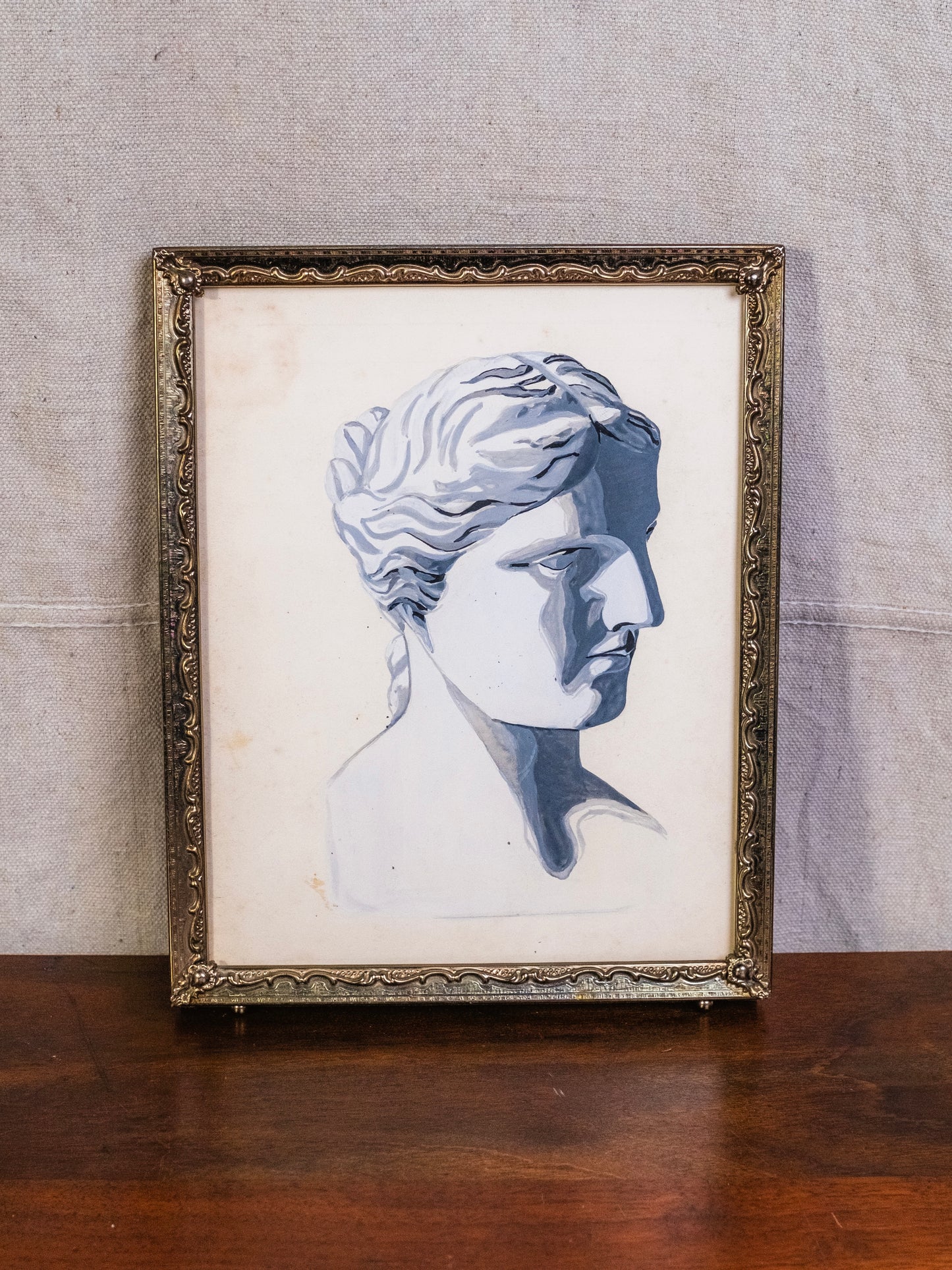 Vintage Framed Eleanor Durr Ancient Greek Bust Painting