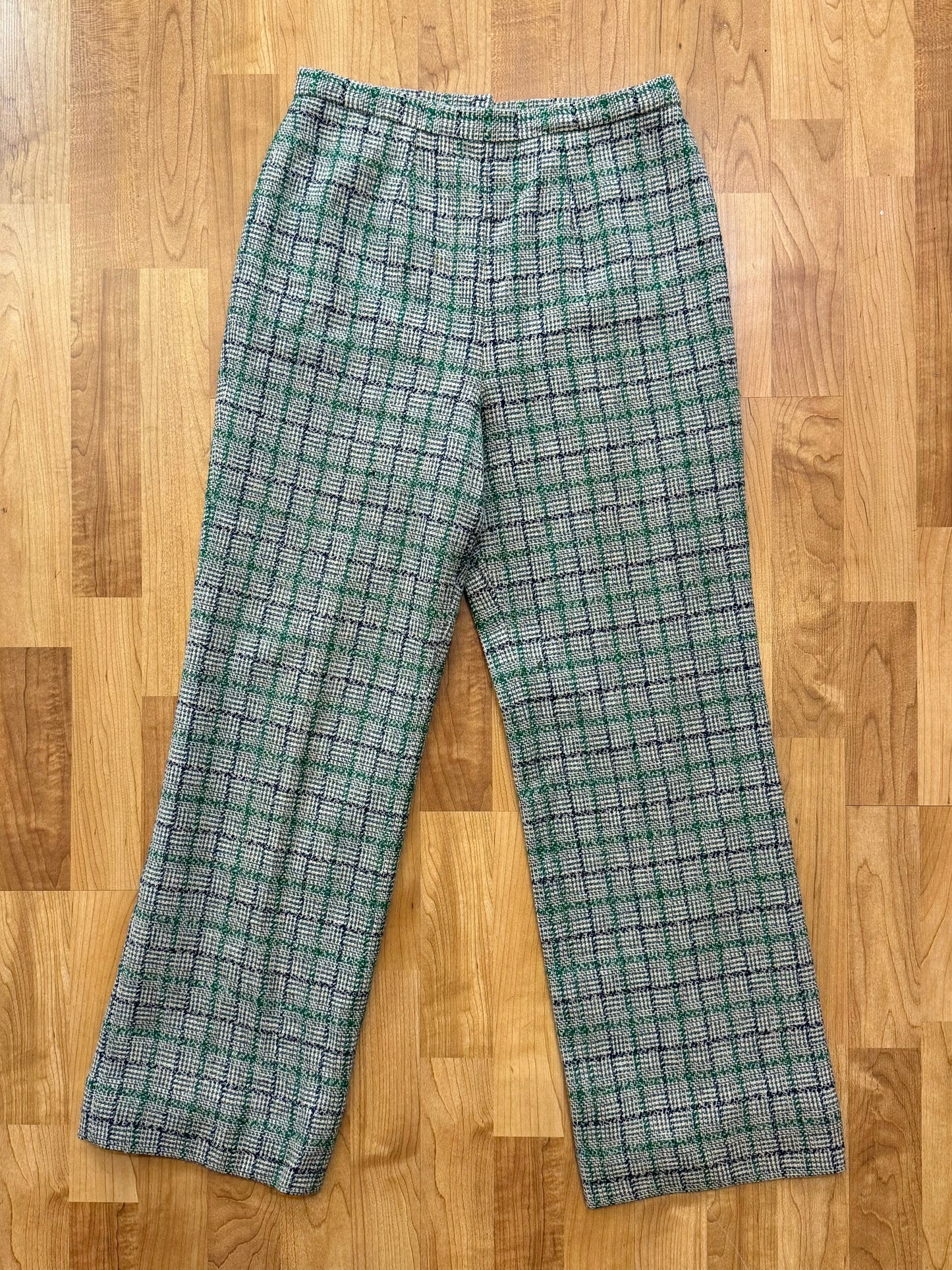 Vintage 1970s Pendleton Plaid Wool Wide Leg Pants | Waist 29”