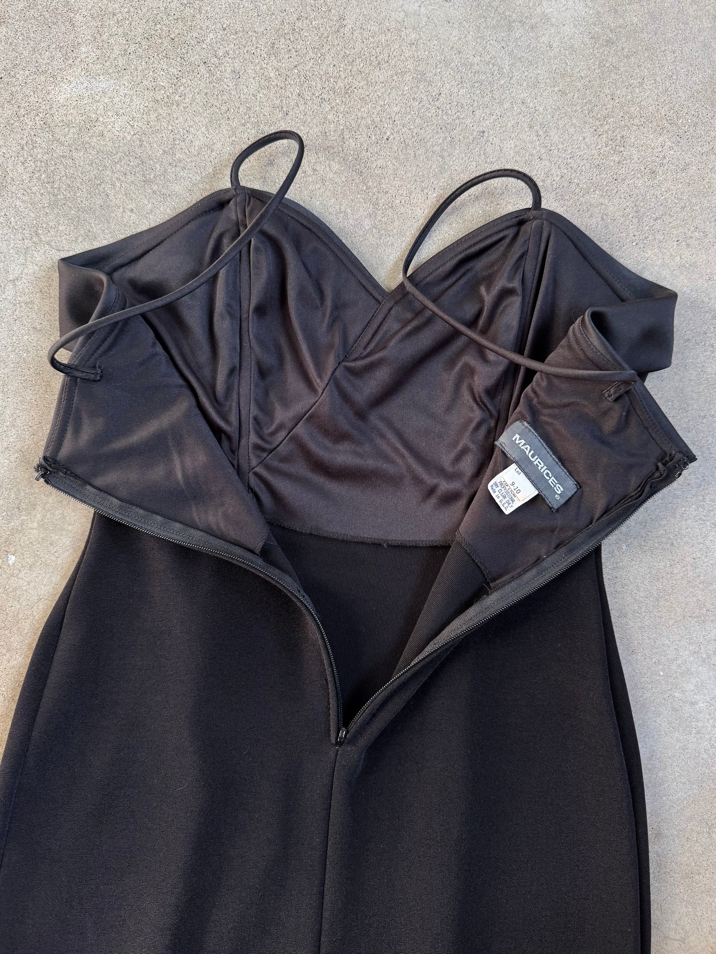 Vintage 1980s Maurices Black Formal Mini Dress | S/M