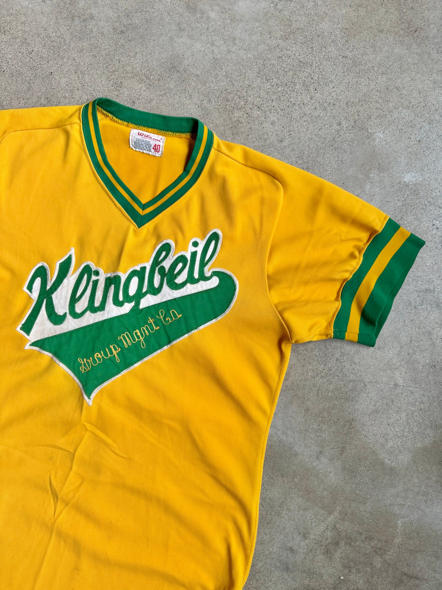 Vintage 1980s Wilson Klingbeil Management #7 Baseball Jersey | M/L