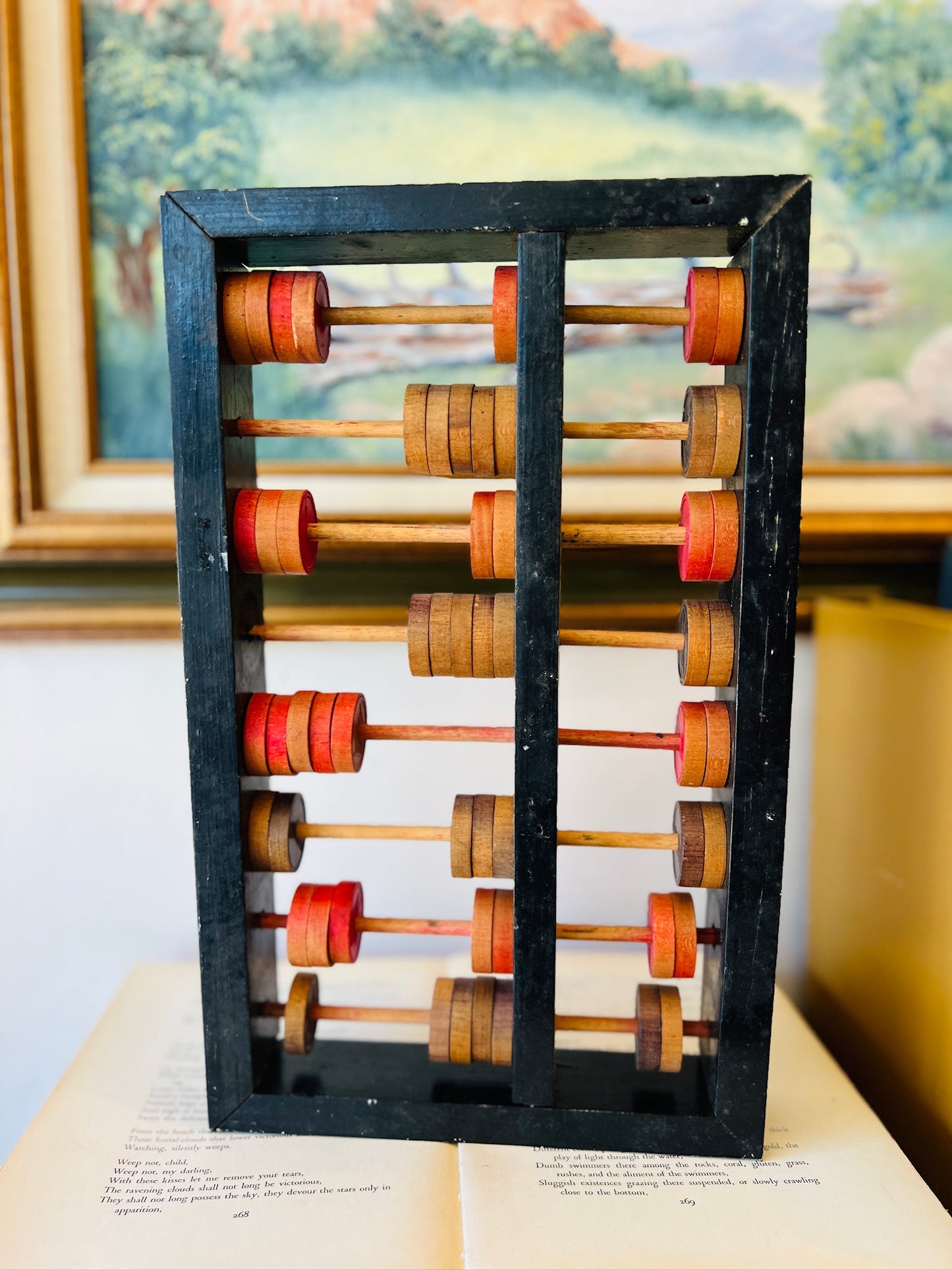 Vintage Handmade Folk Art Wood Abacus