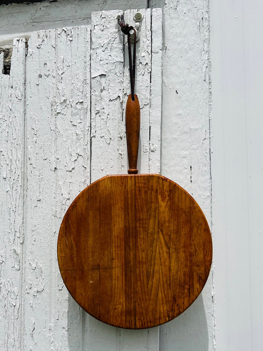 Vintage 1950s Nevco Round Wooden Cutting Board