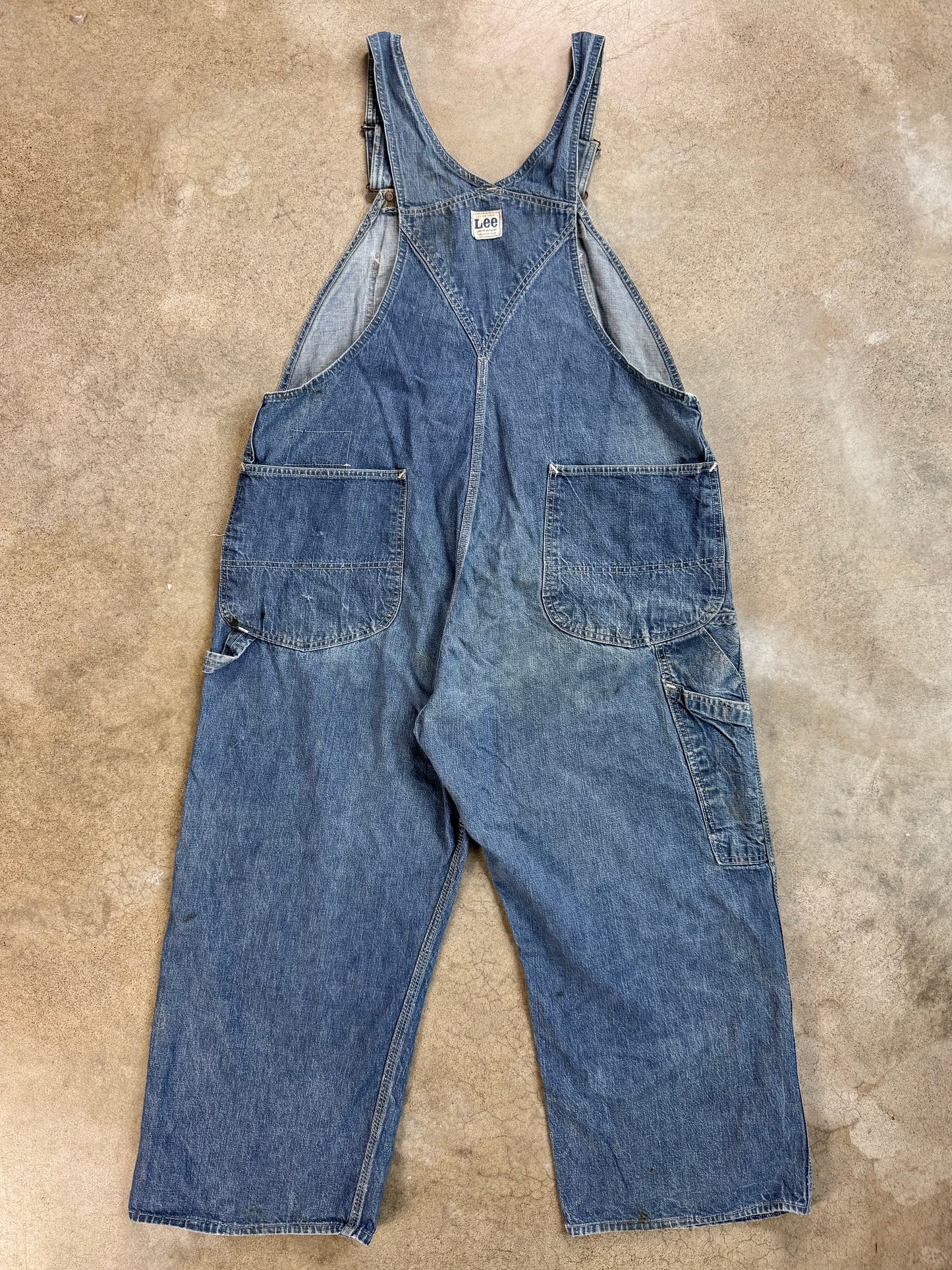 Vintage 1960s Lee Distressed Denim Overalls | XL