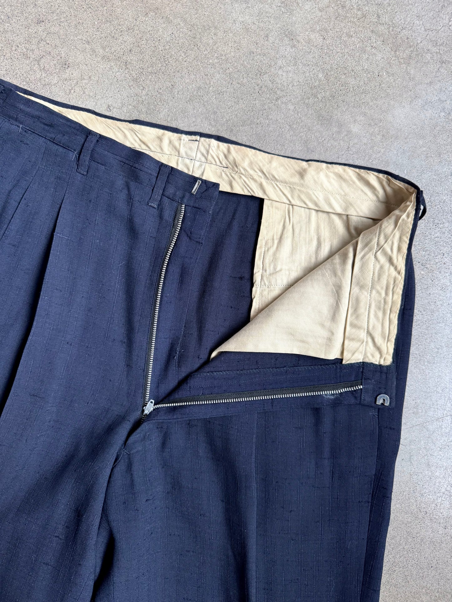 Vintage 1940s Palm Beach Company “Palm Beach Cloth” Navy Blue Two-Piece Suit | 38L