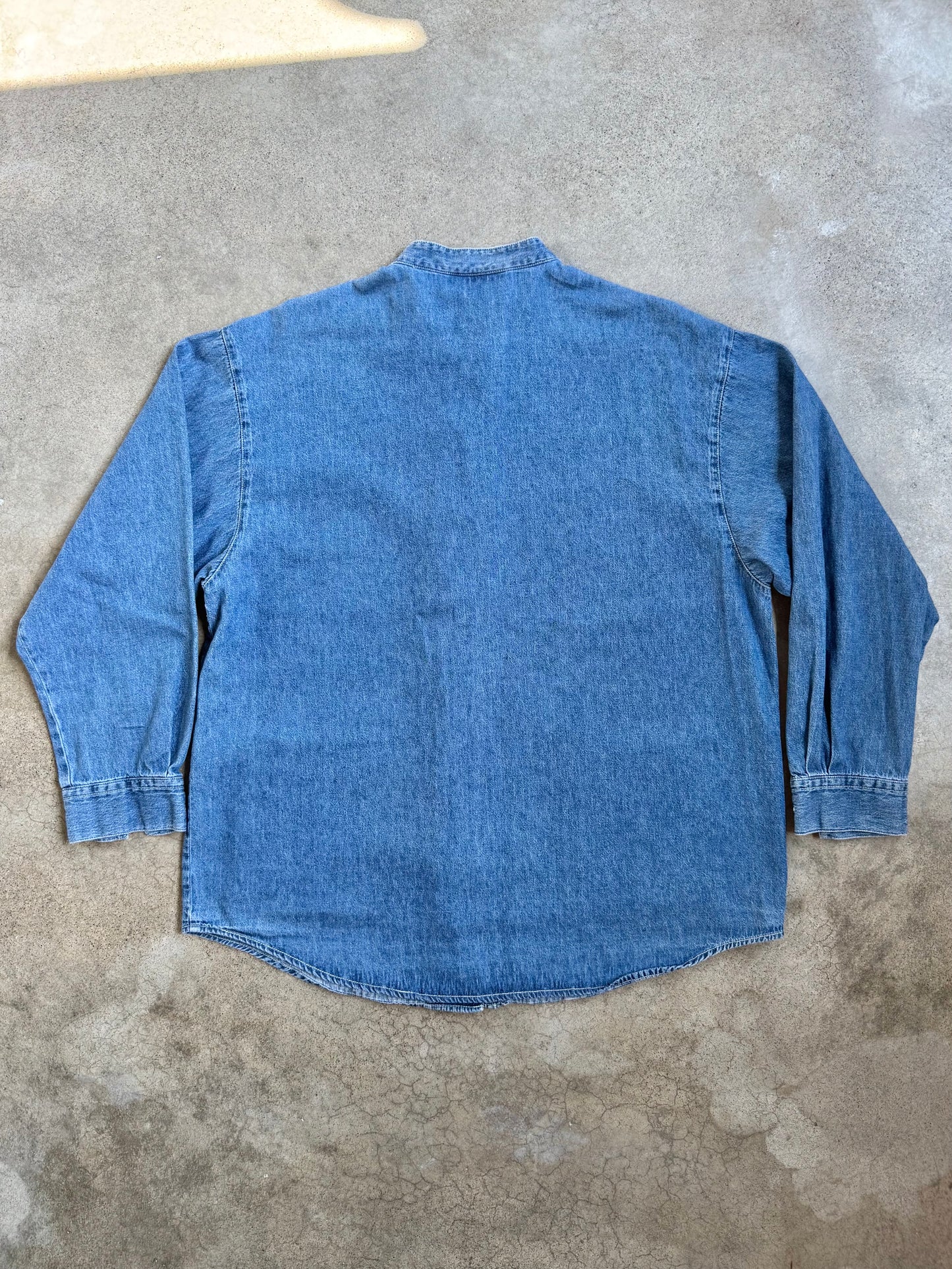 Vintage 1990s Clementine Tie Patchwork Pocket Denim Shirt | Large
