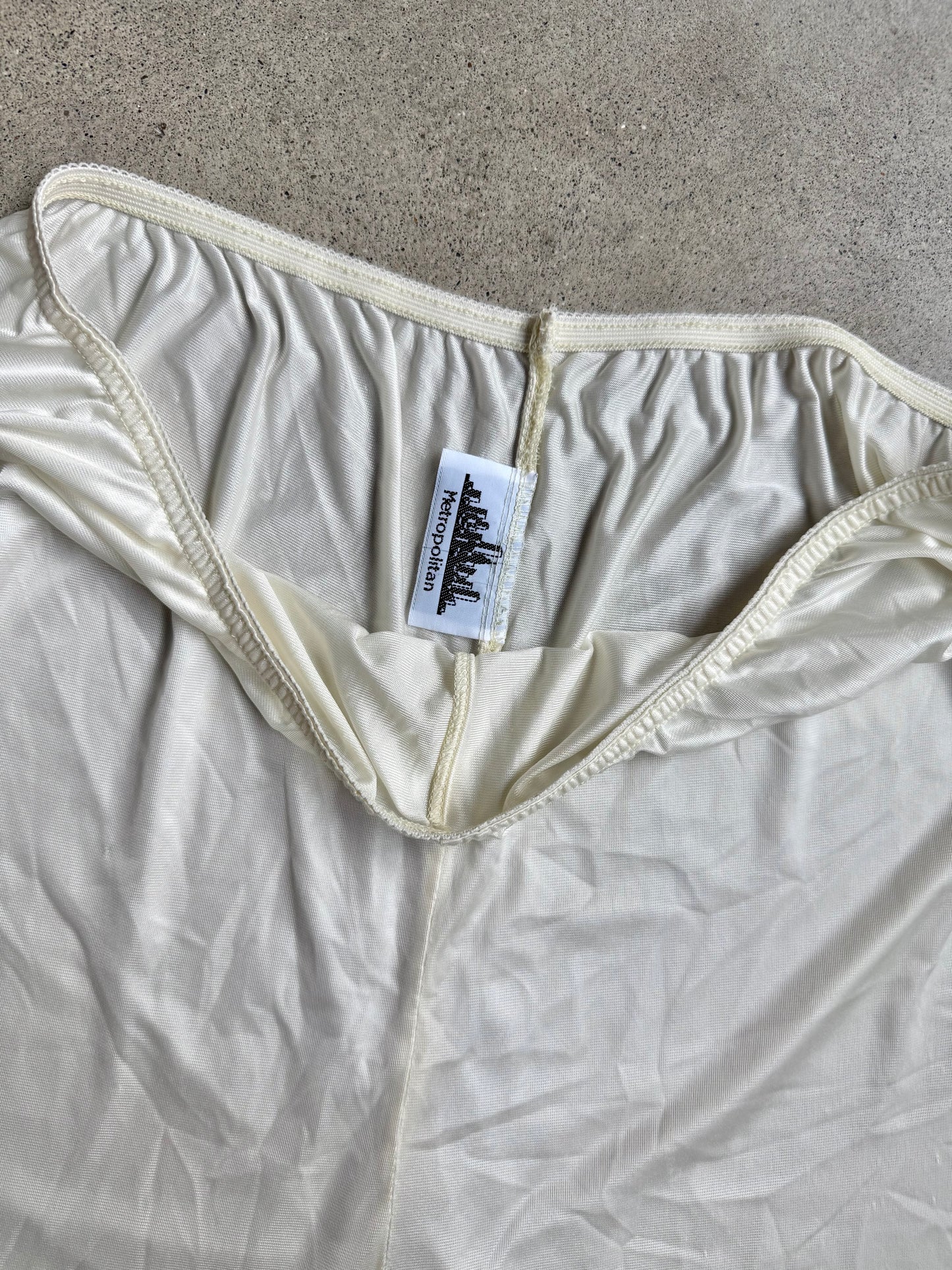 Vintage Metropolitan Cream Nylon Lace Trim Bloomer Pettipants | XL