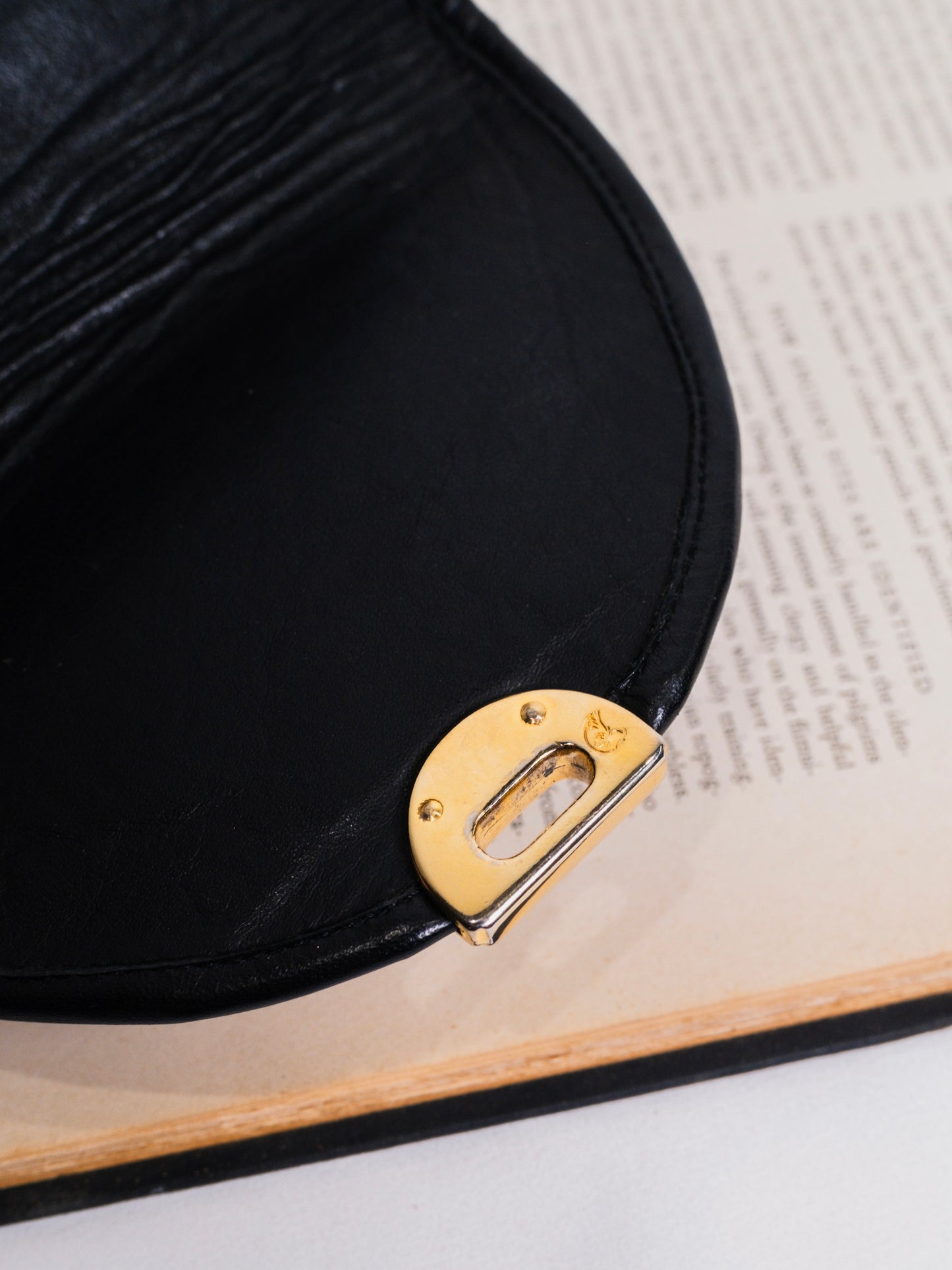 Vintage 1980s Black & Brown Embossed Leather Teardrop Crossbody Bag