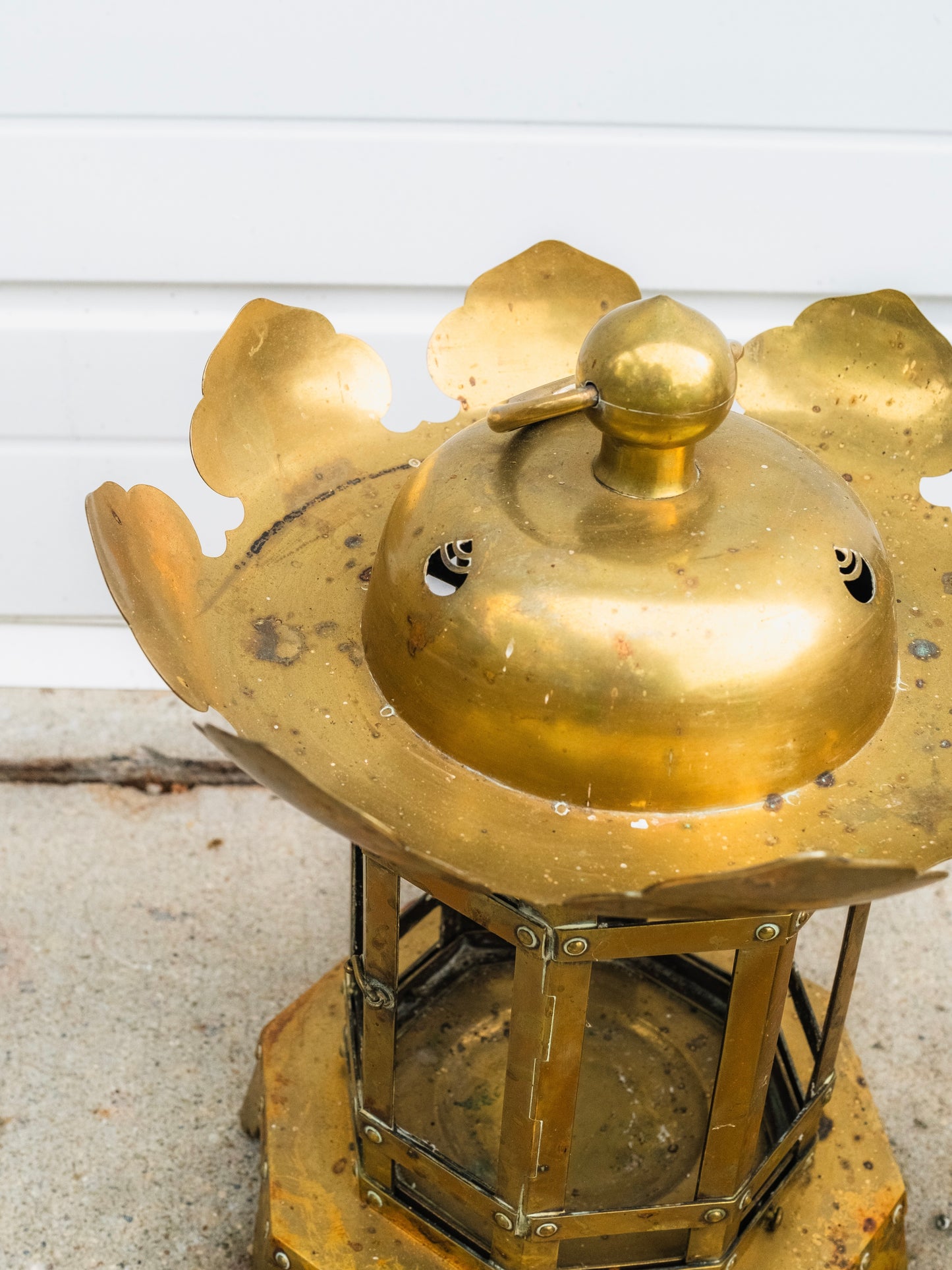 Antique 1855 Japanese Solid Brass Buddhist Temple Lanterns | Set of 2