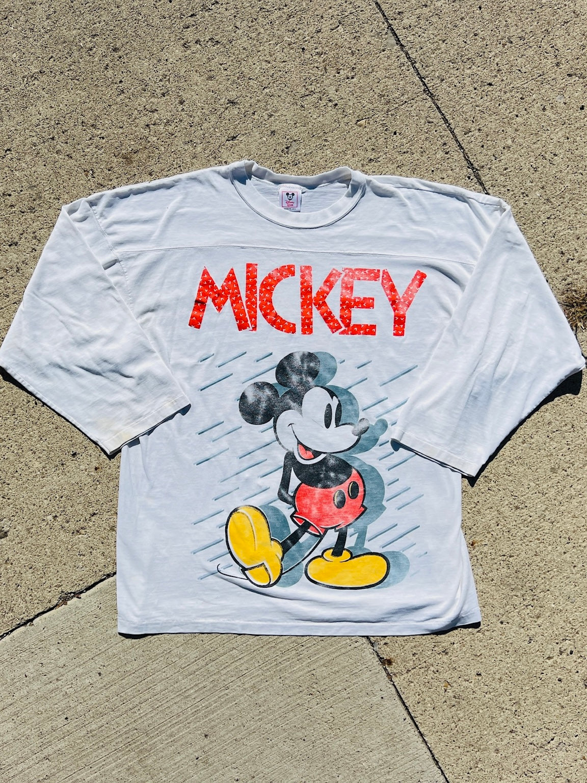 Vintage 1990s Disney Mickey Mouse White Long Sleeve Tee | XL