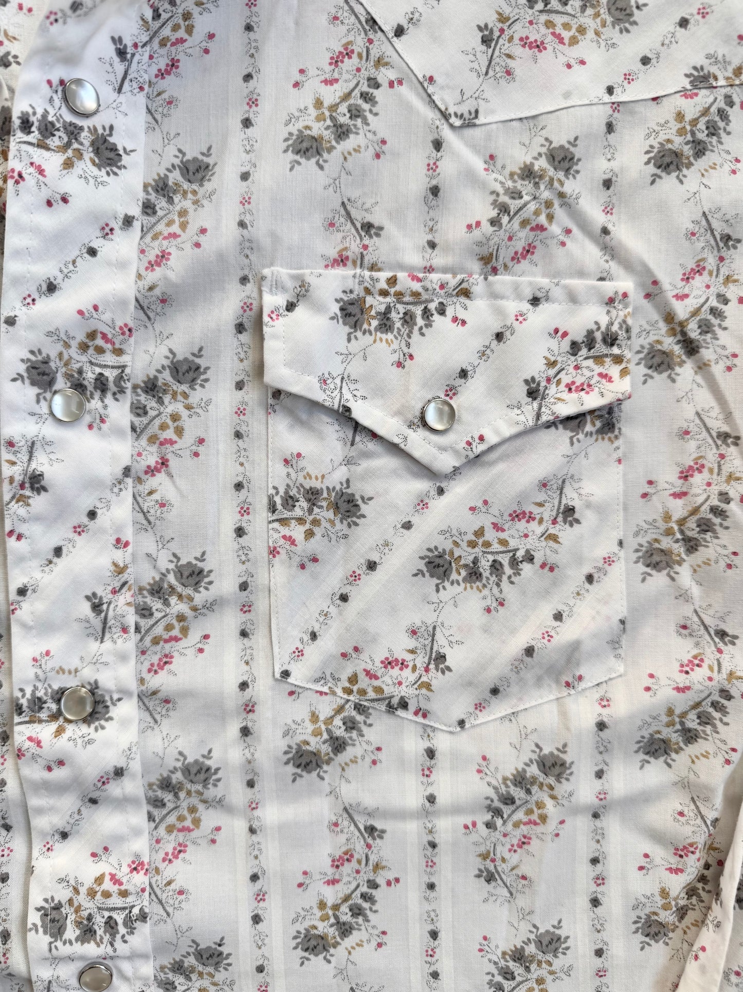 Vintage 1980s Corral West Ranchwear Floral Pearl Snap Western Shirt | XL