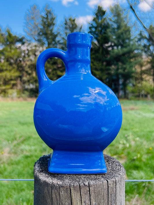 Vintage 1970s Mohawk Liquor Blue Pottery Jug