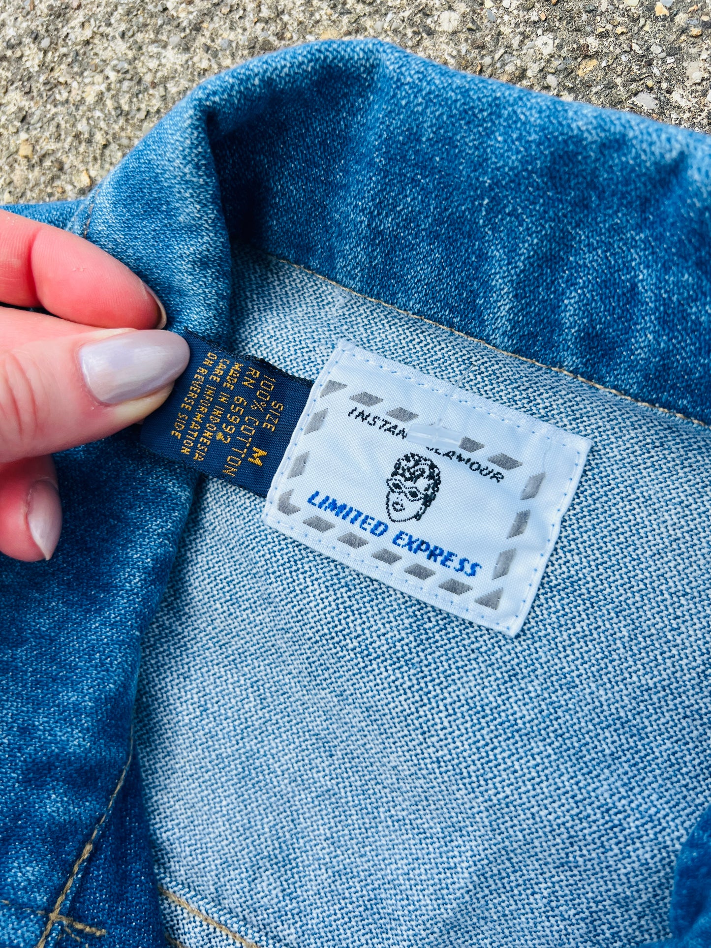 Vintage 1990s Limited Express Patched Denim Trucker Jacket